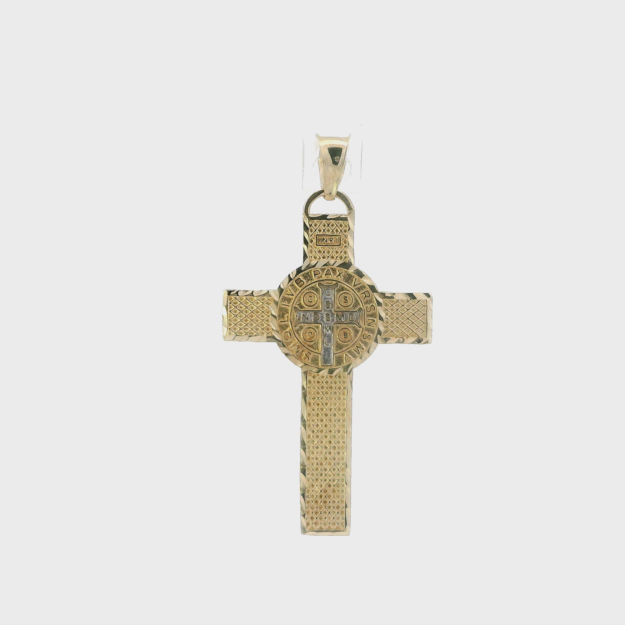14K Yellow & White Gold Double Sided Cross Pendant
