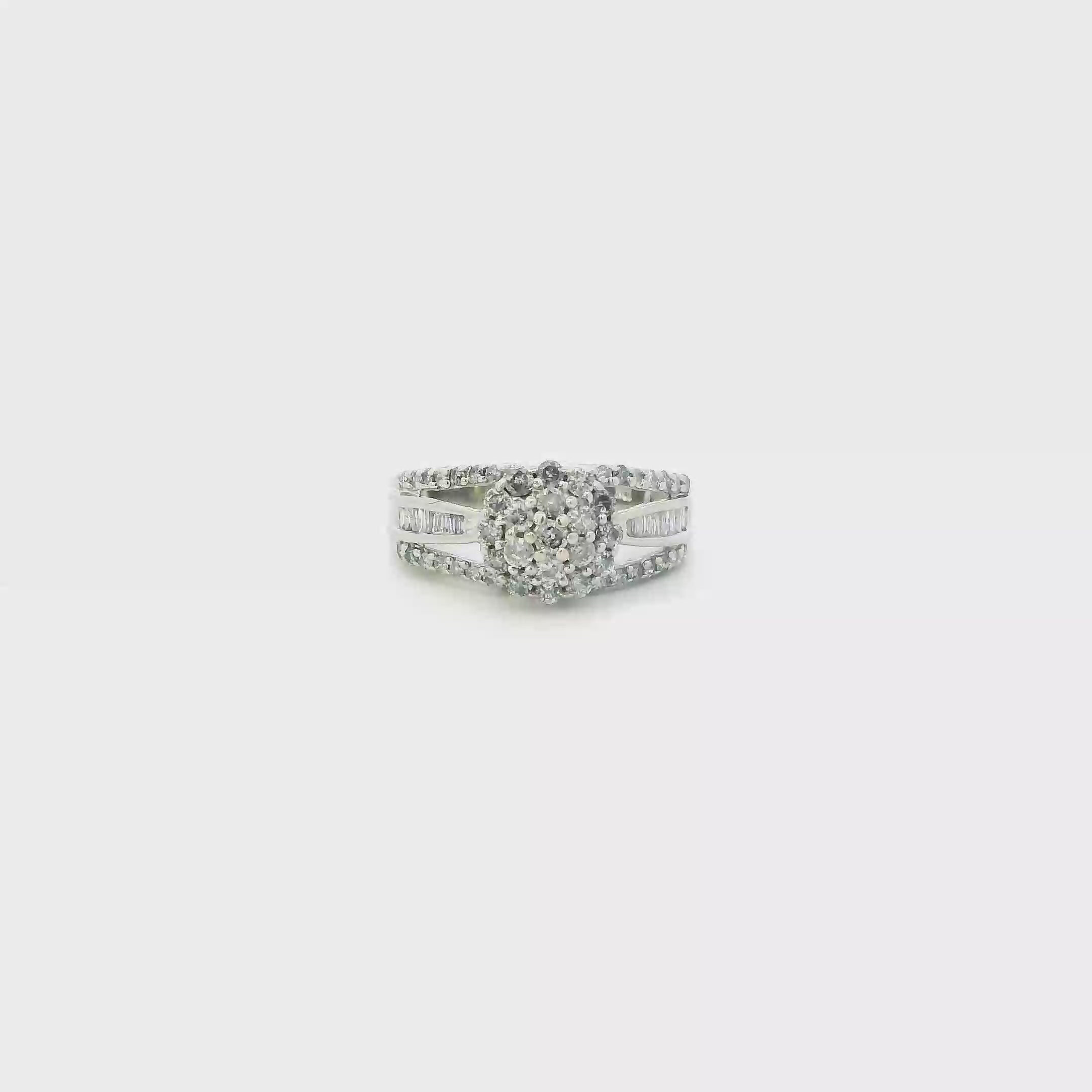 10K White Gold Diamond Women Ring - 0.87ct