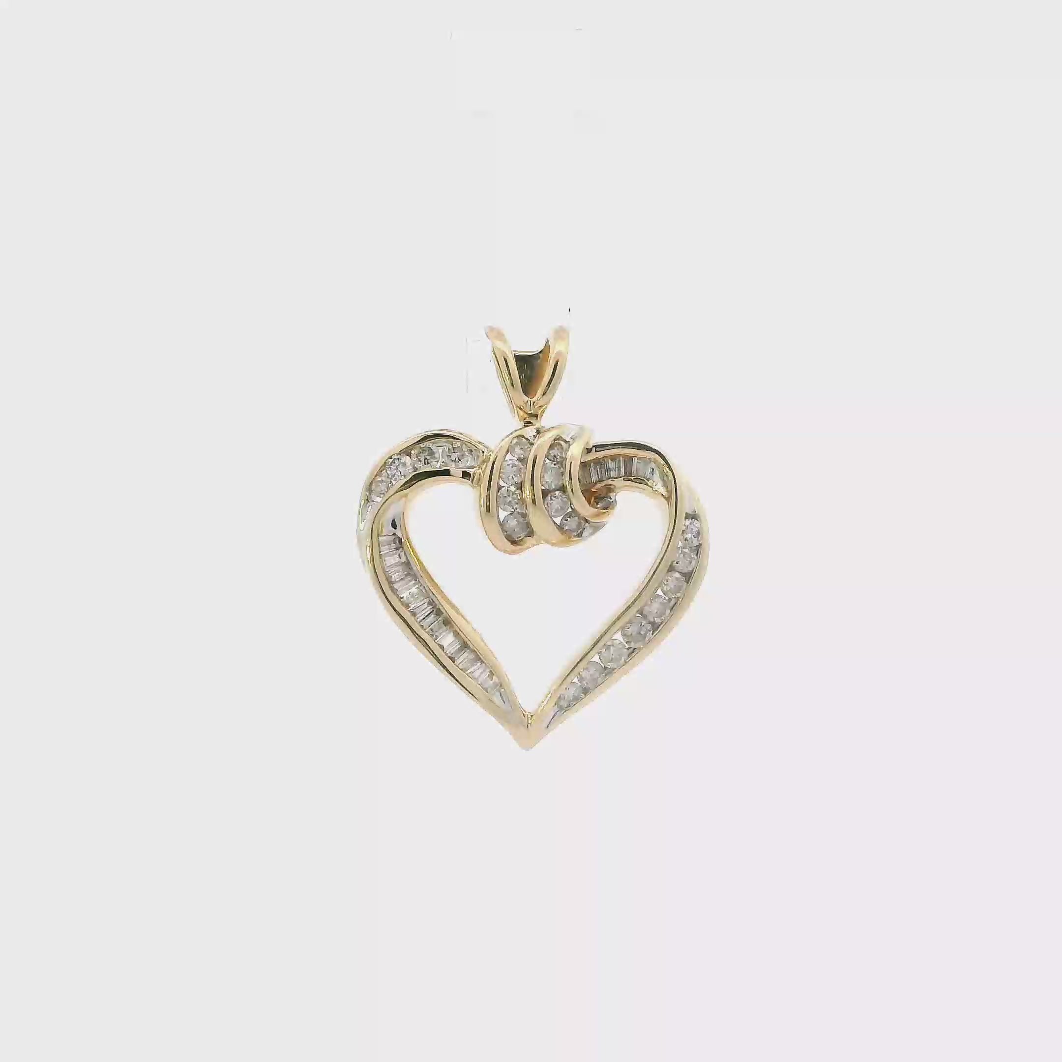 14K Yellow Gold Diamond Heart Pendant - 0.55ct