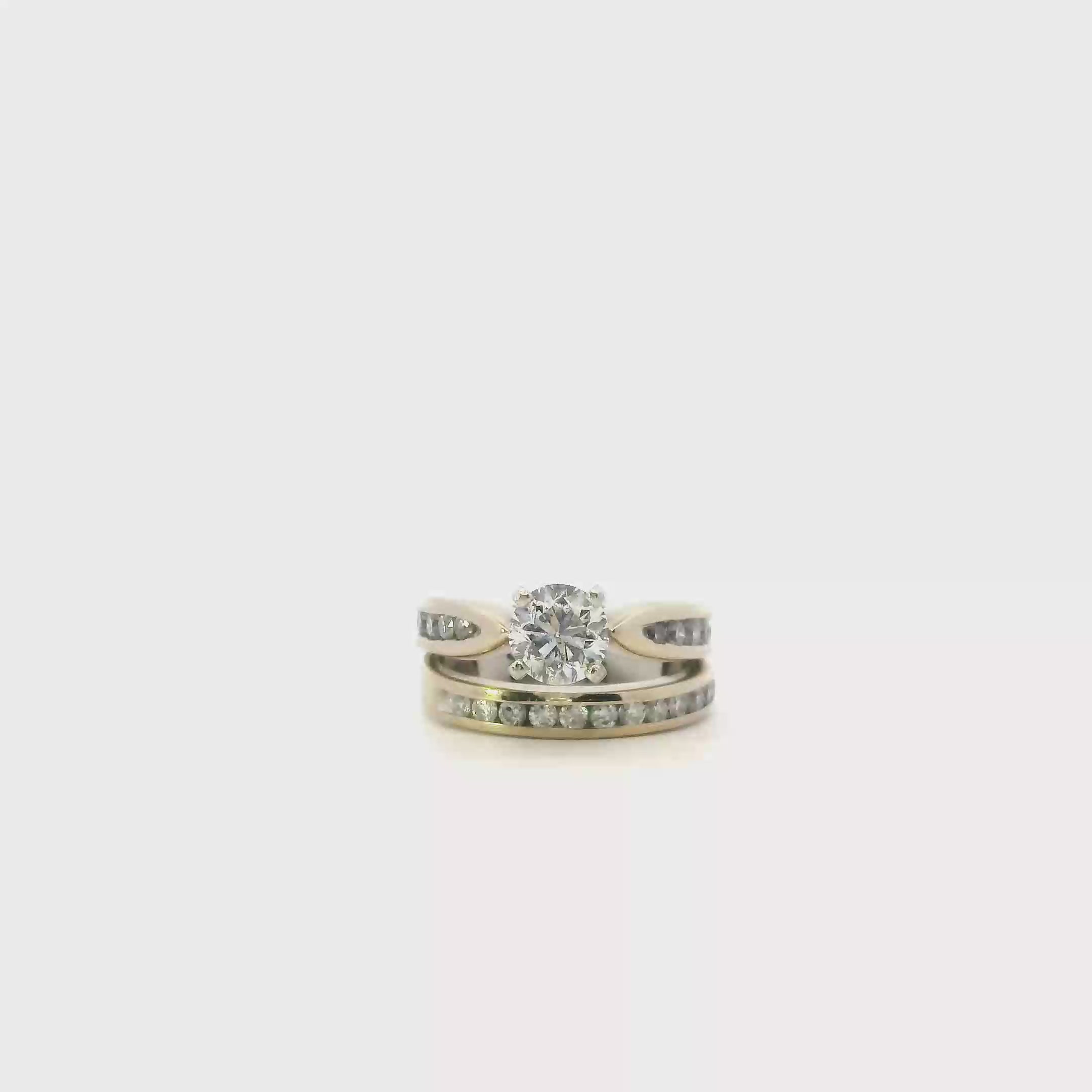 14K White Gold Diamond Women's Engagement & Wedding Ring Set -1.35ct
