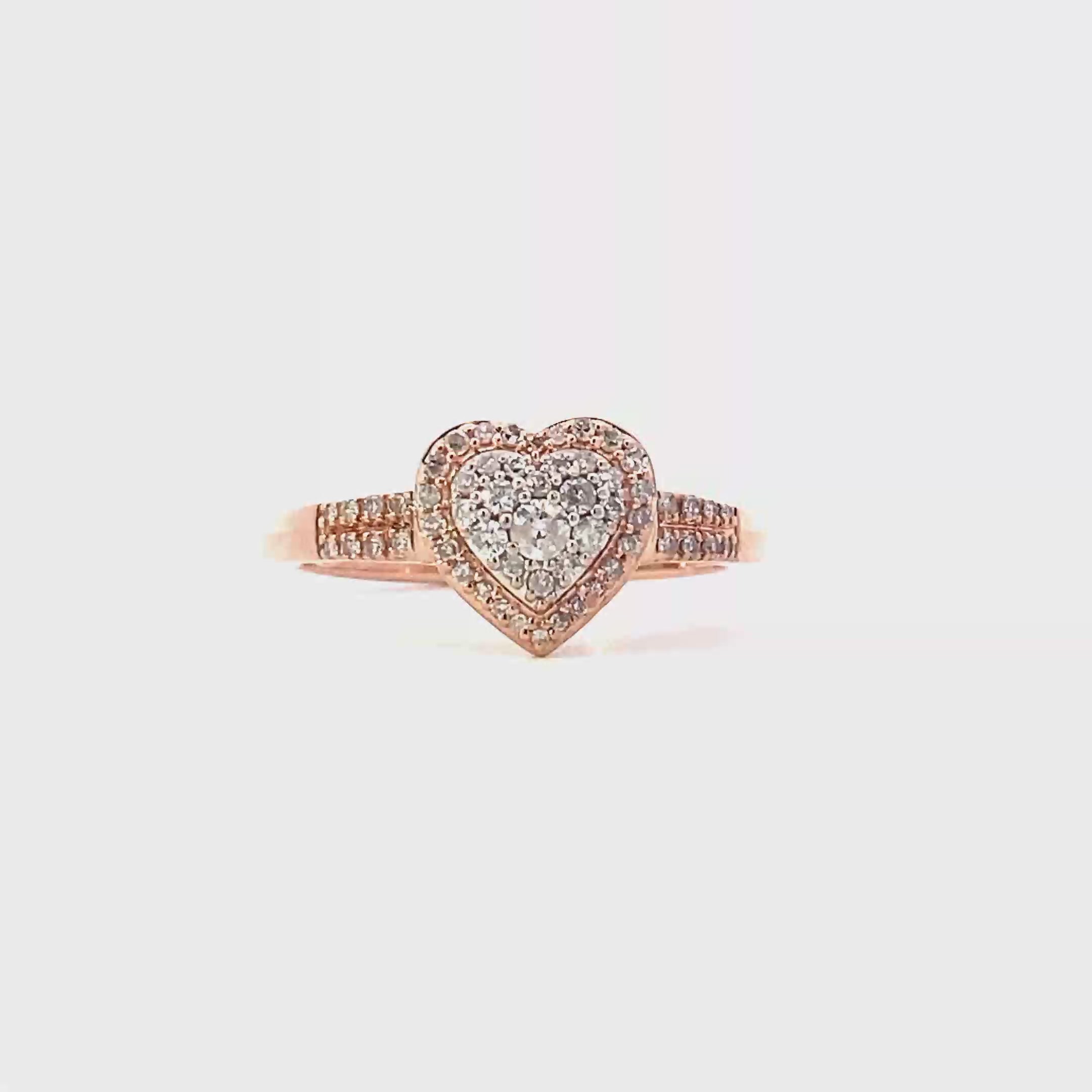 10K Rose Gold Women's Diamond Heart Ring - 0.08ct