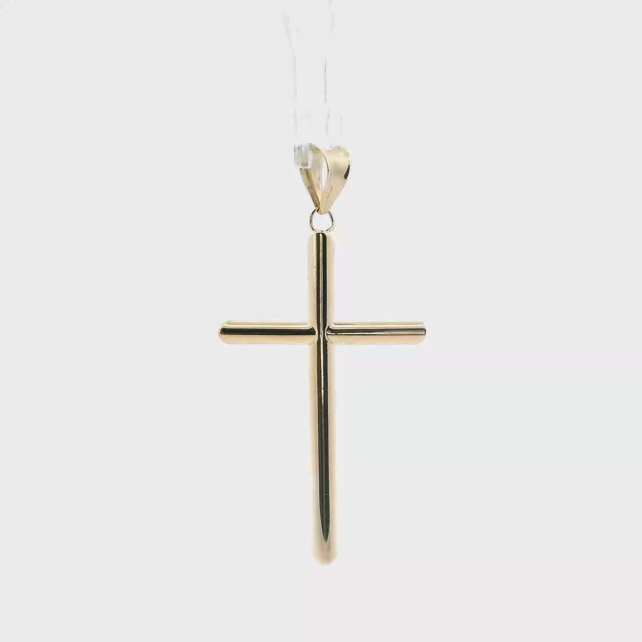 14K Yellow Gold Tube Cross Pendant