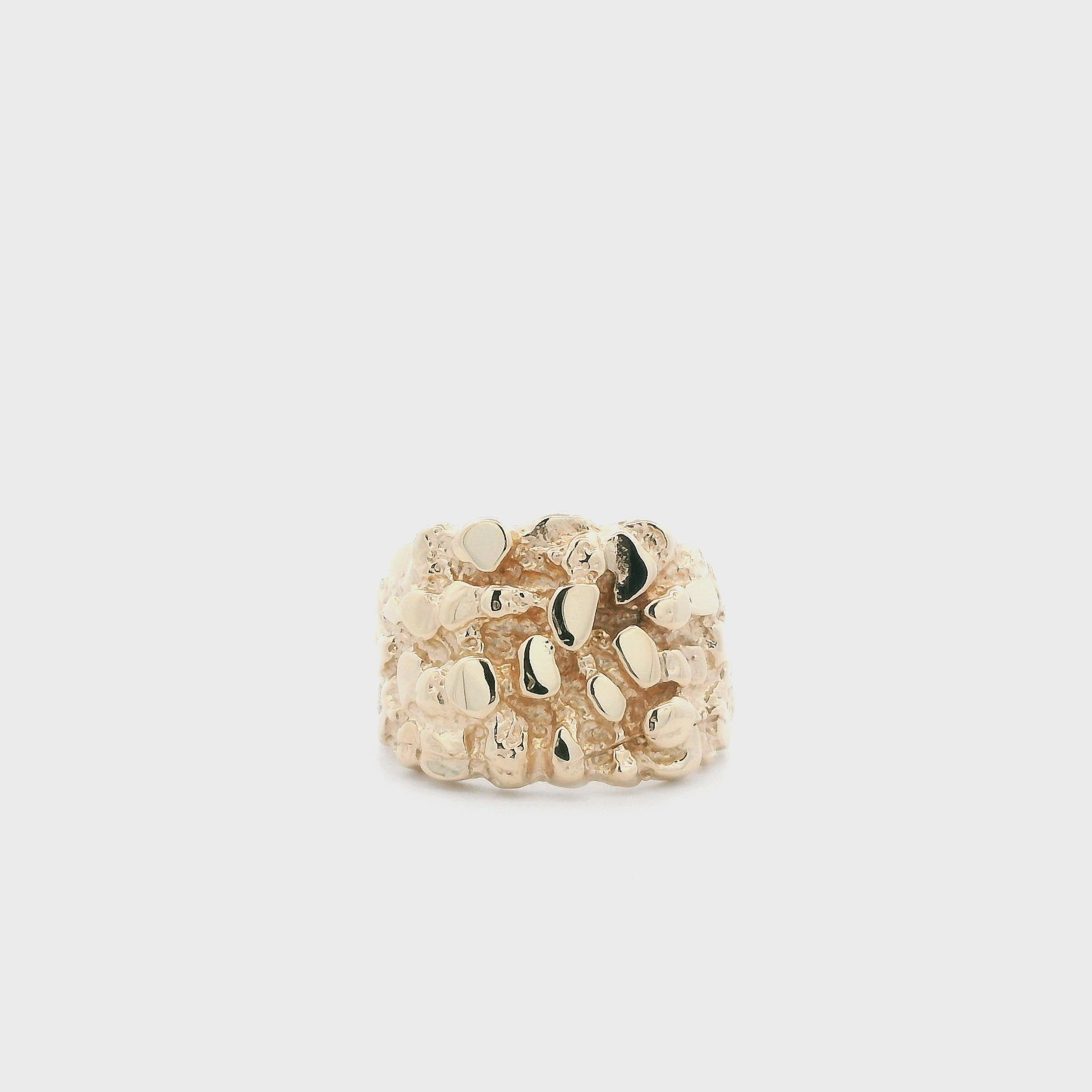 14K Yellow Gold Nugget Mens Ring