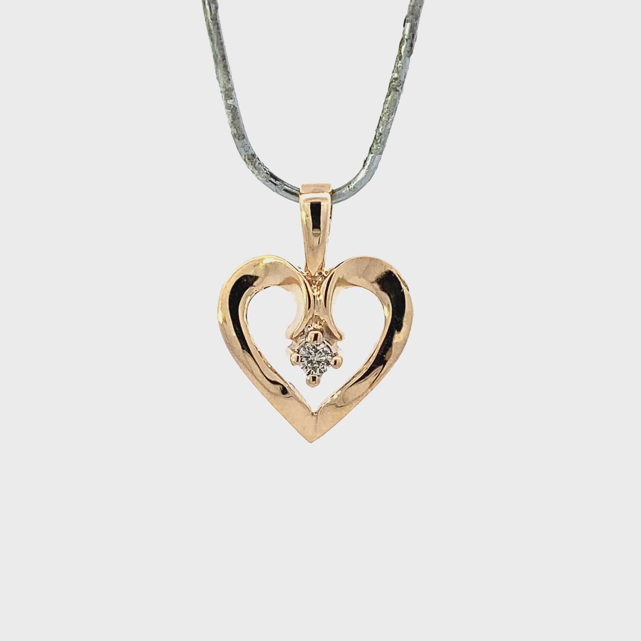 10K Yellow Gold Diamond Heart Pendant - 0.05ct