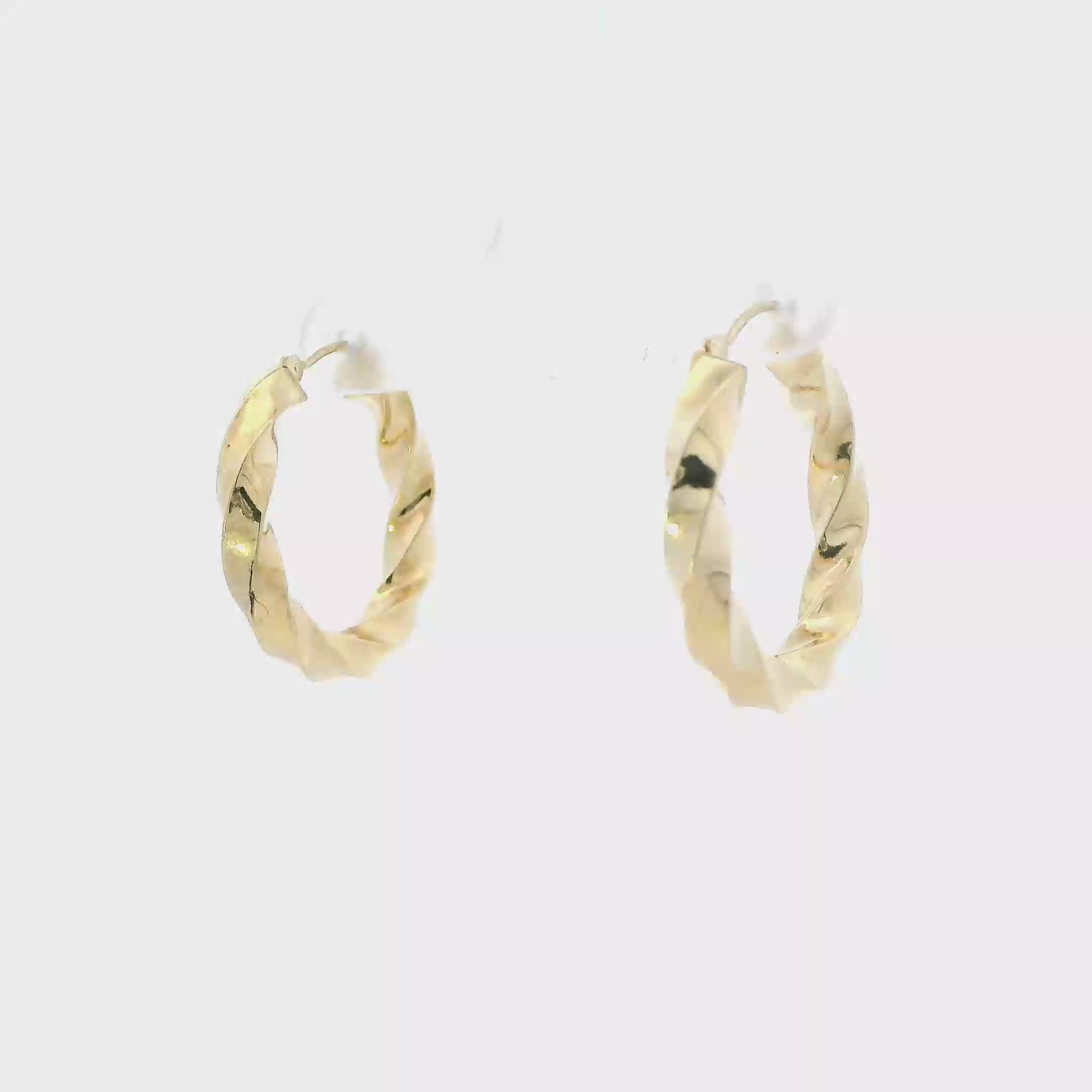 14K Yellow Gold Twisted Hoop Earrings