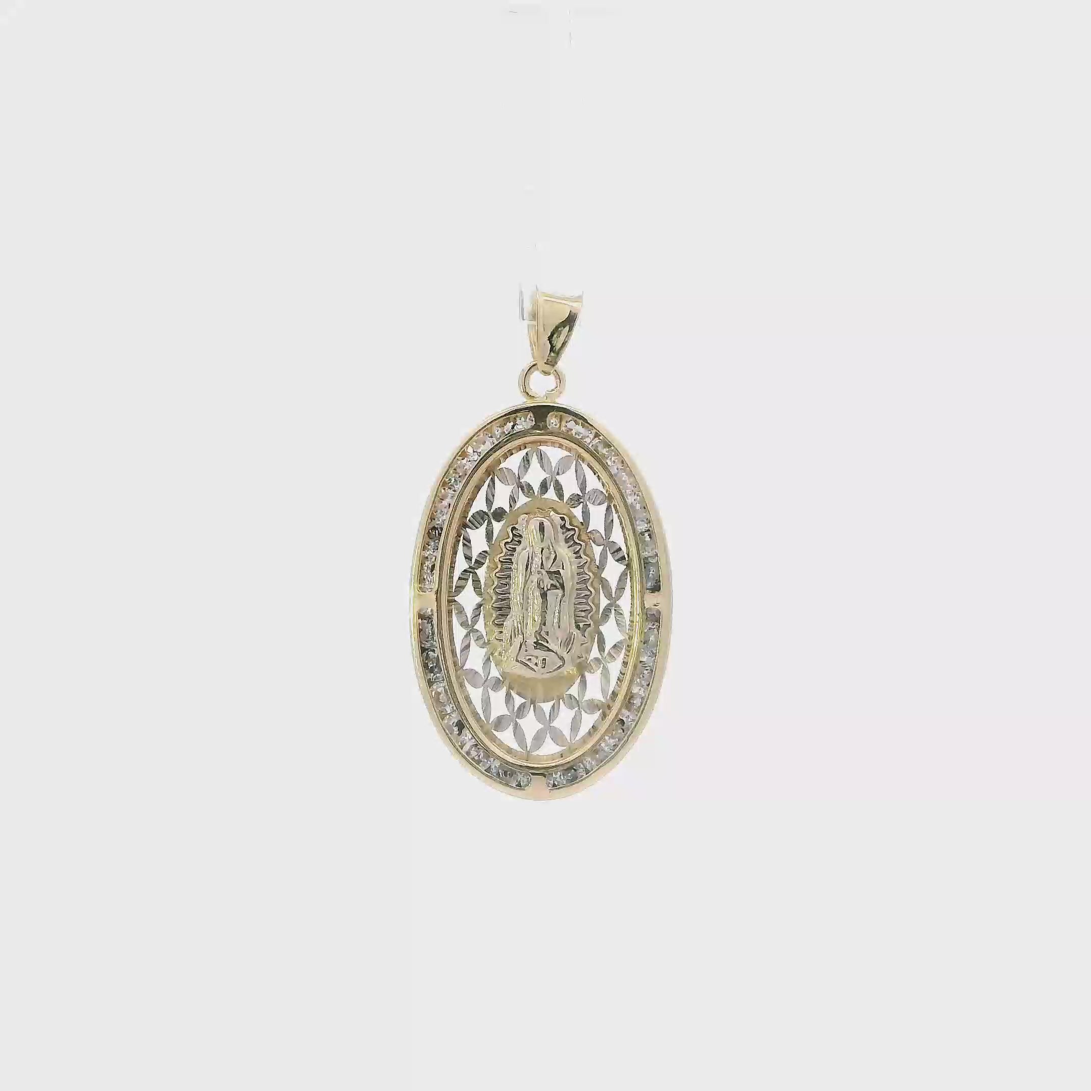 14K Yellow & White Gold Virgin Mary Pendant