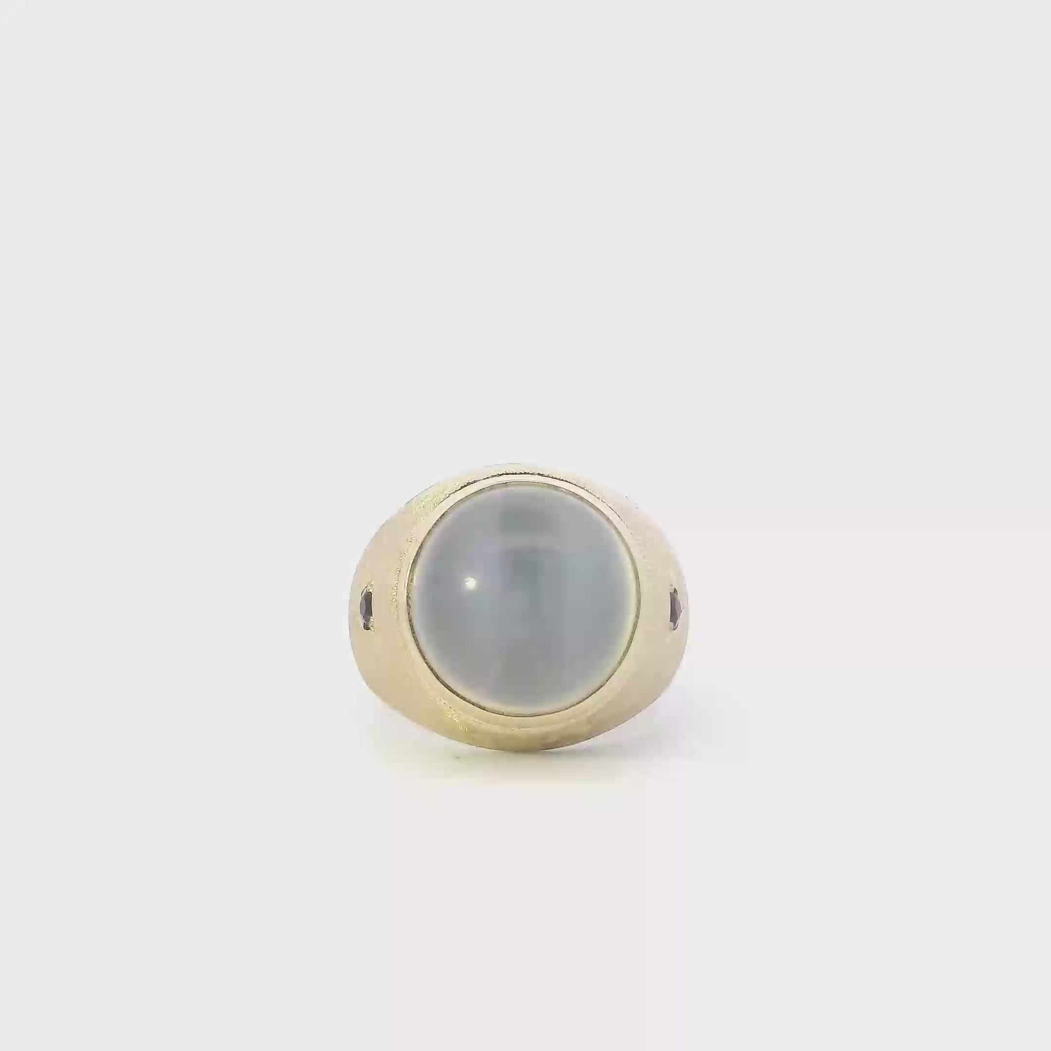 10K Yellow Gold Moonstone & Ruby Mens Ring