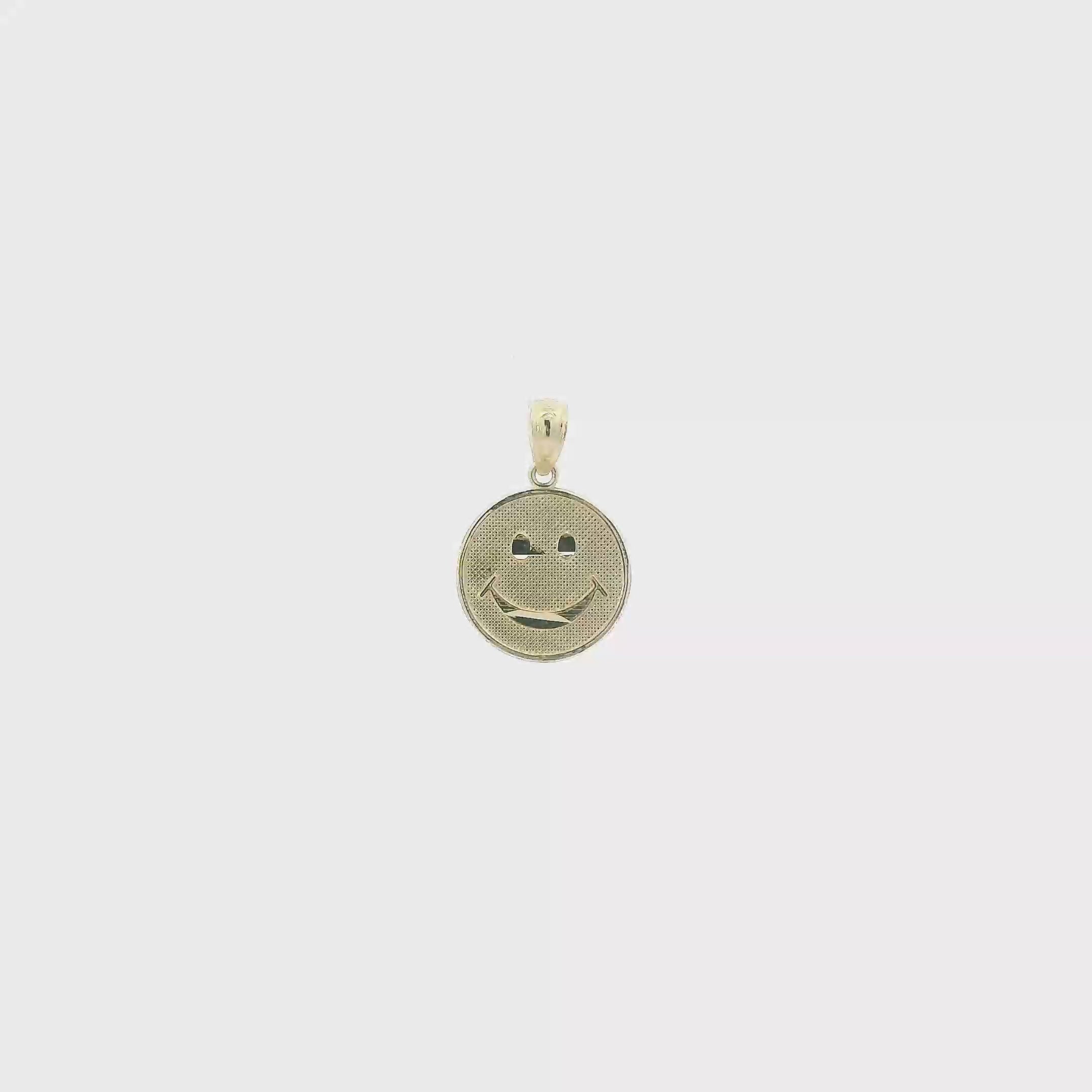 10K Yellow Round Happy Face Pendant