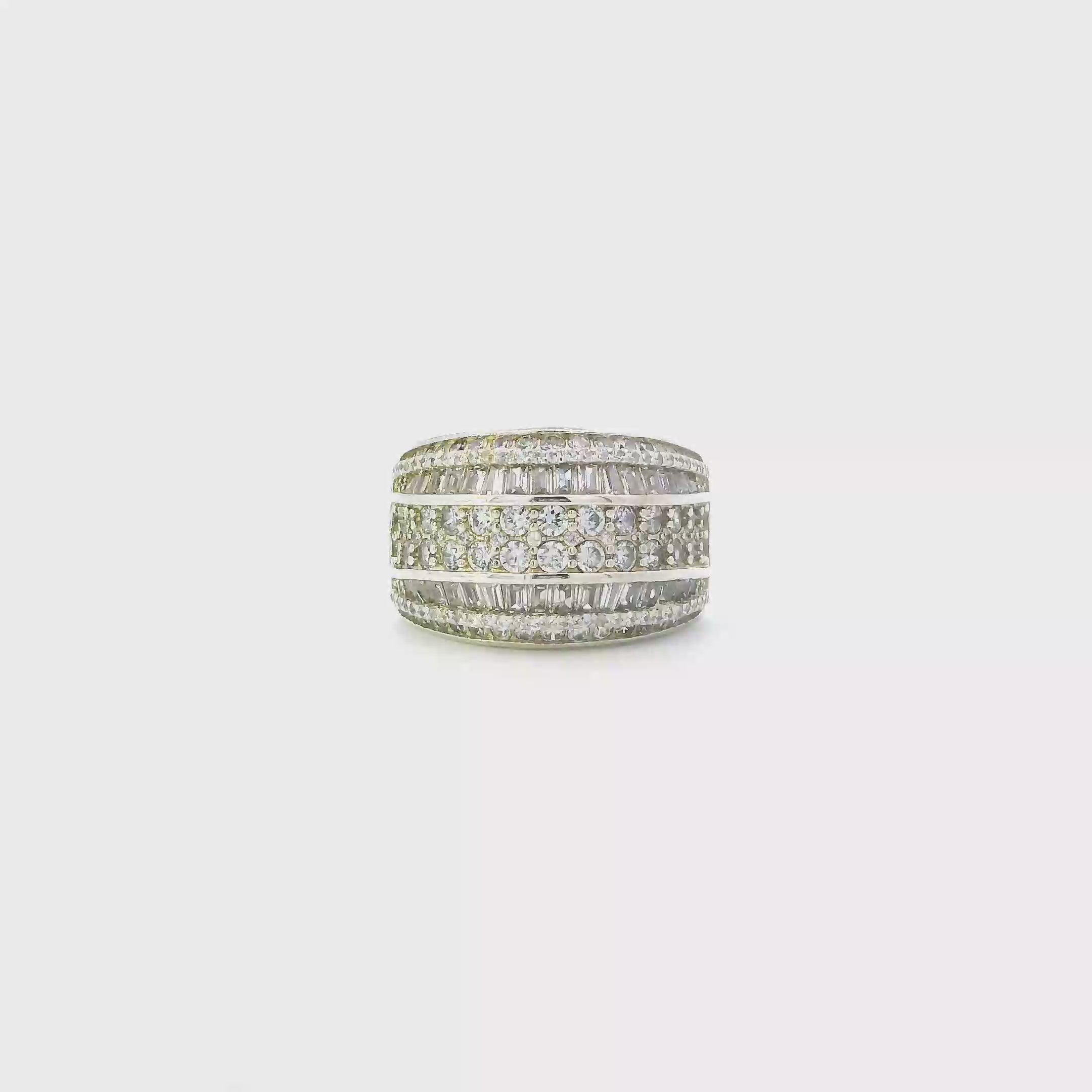 Silver Cz Wide Cluster Womens Ring