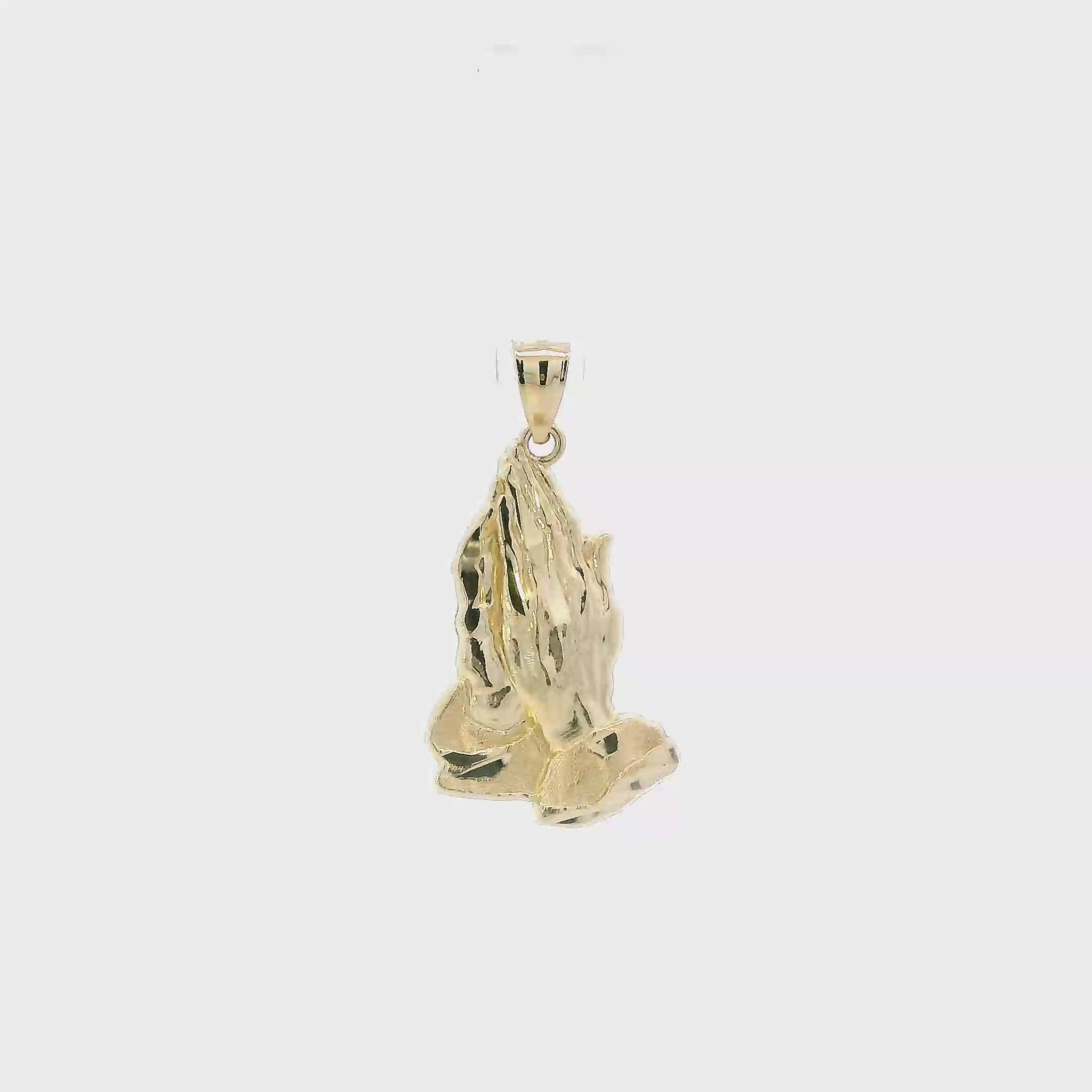 14K Yellow Gold Praying Hands Pendant
