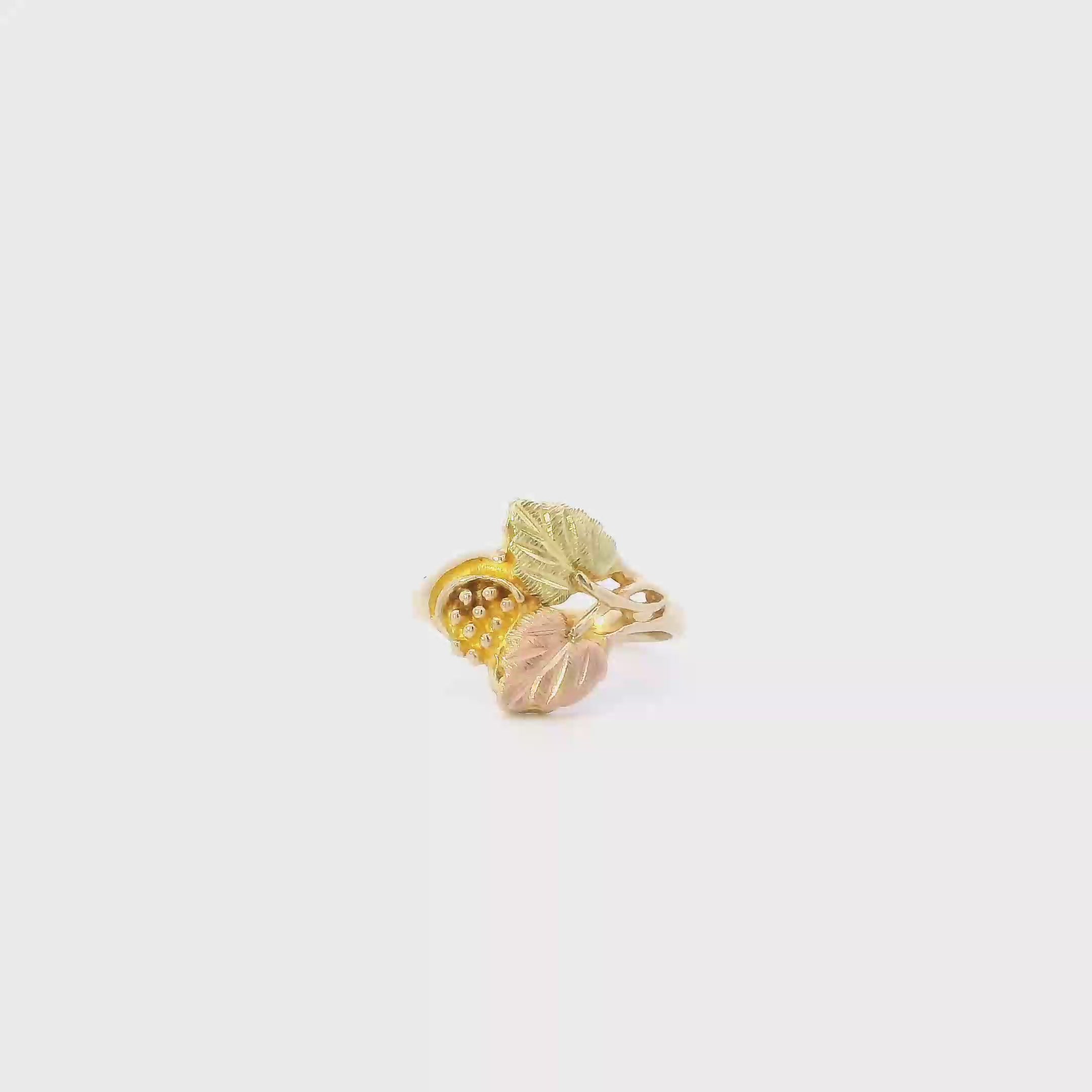 10K Yellow Gold Black Hills Gold Leaf Womens Ring