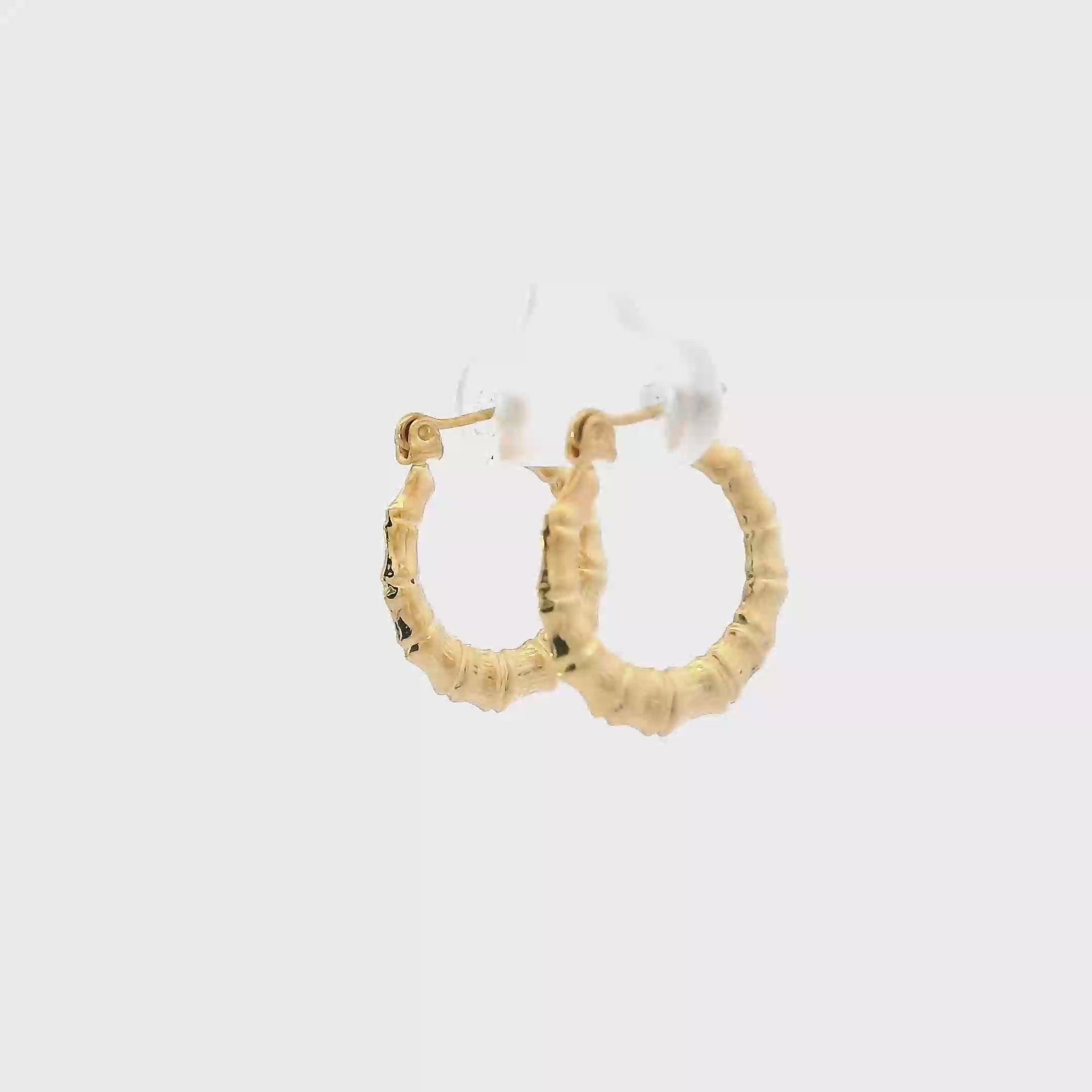 10K Yellow Gold Bamboo Hoop Earrings