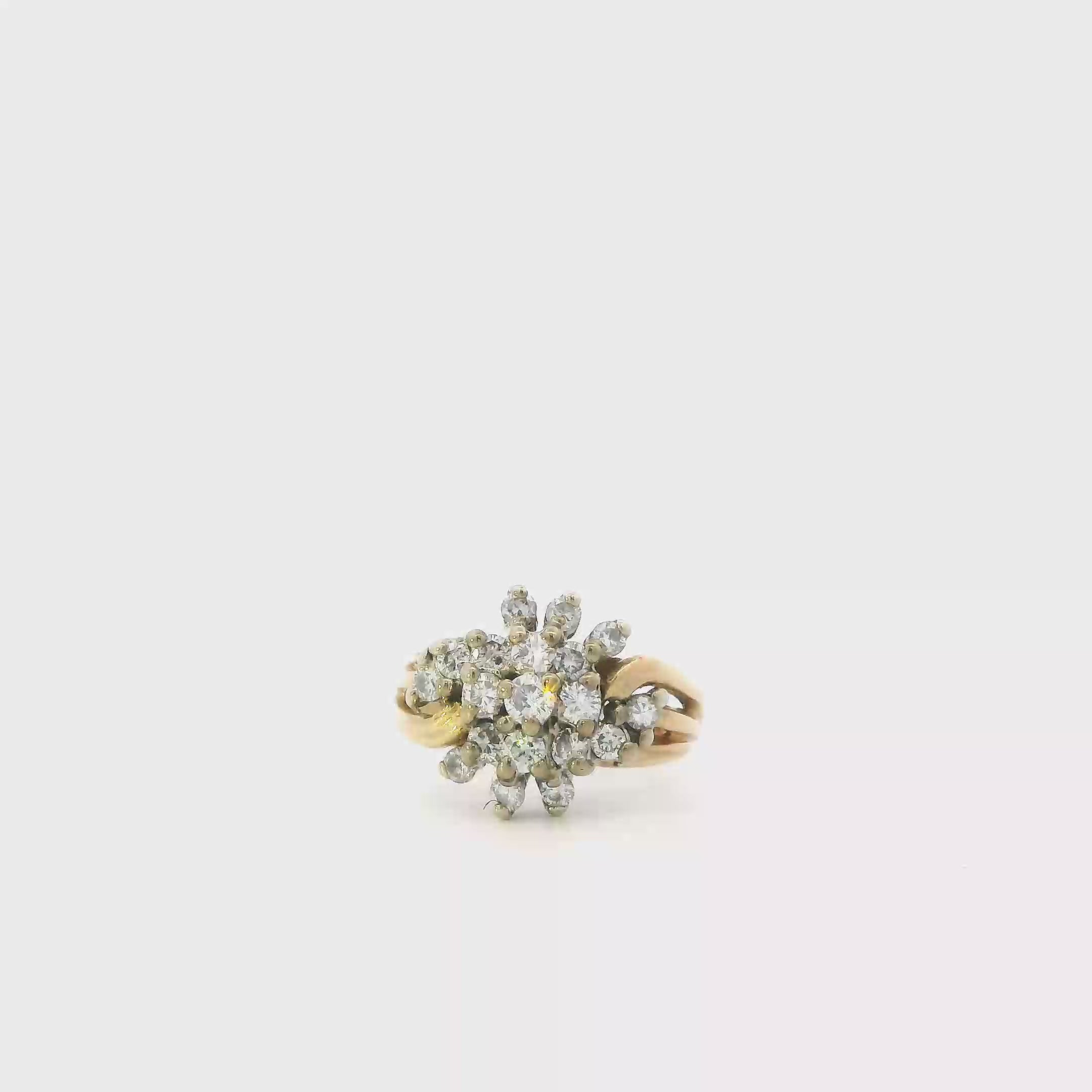 14K Yellow & White Gold Diamond Women's Ring -1.25ct