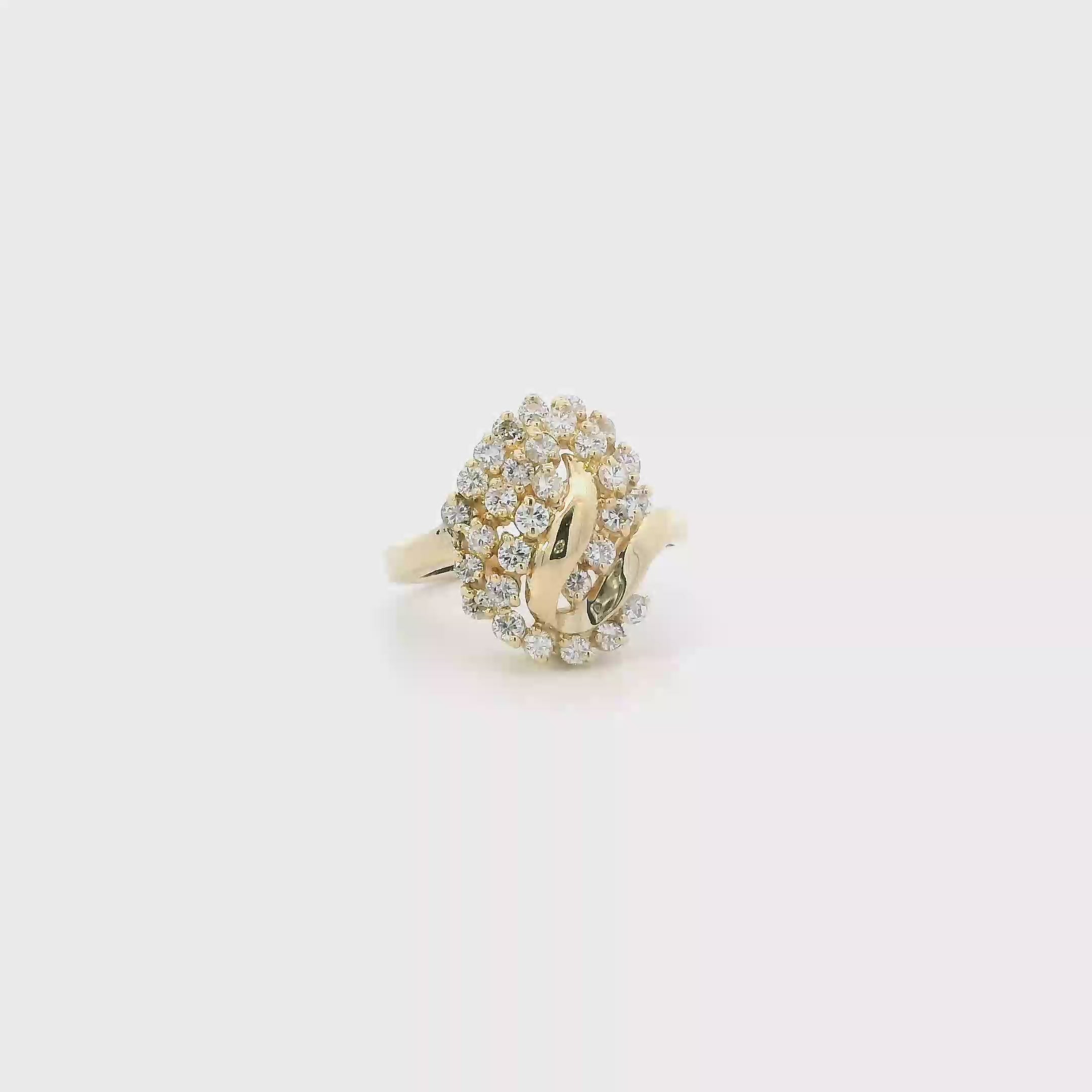 14K Yellow Gold Diamond Womens Ring - 0.89ct