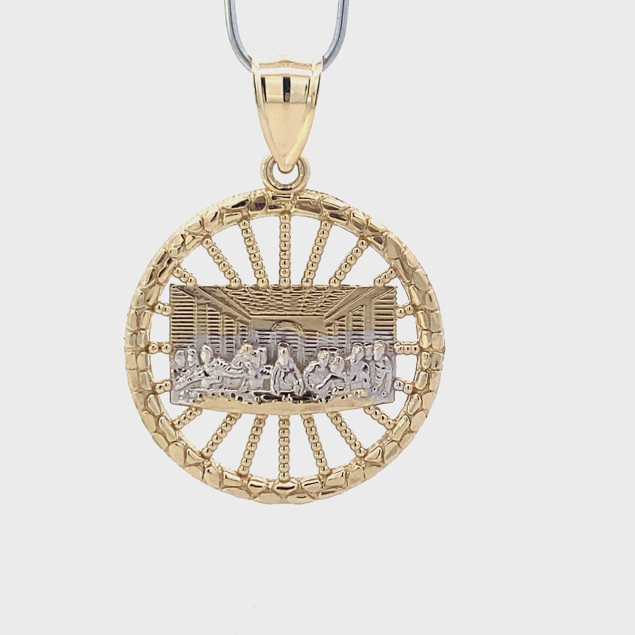 10K Yellow Gold Diamond Cut Last Supper Pendant