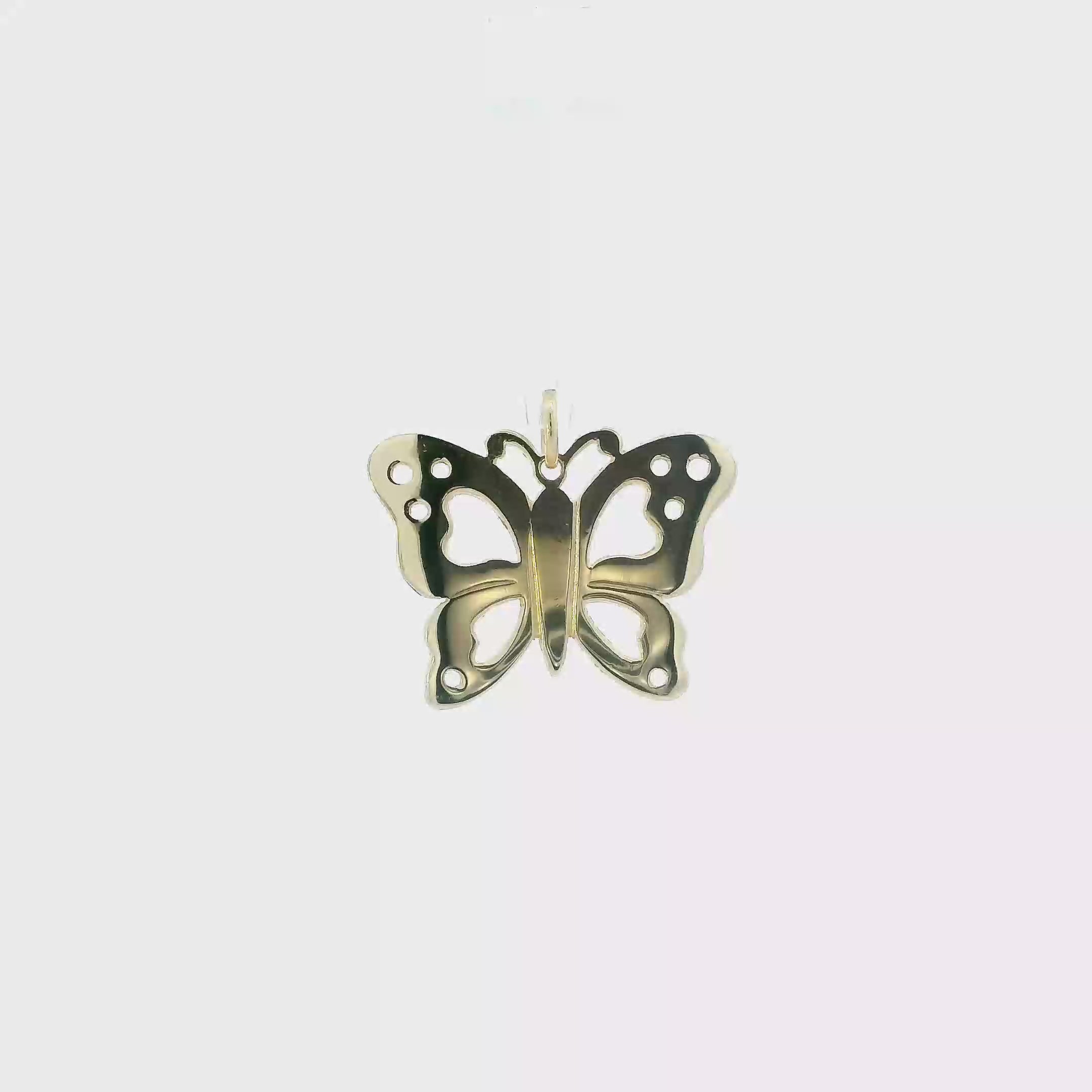 14K Yellow Gold Butterfly Pendant