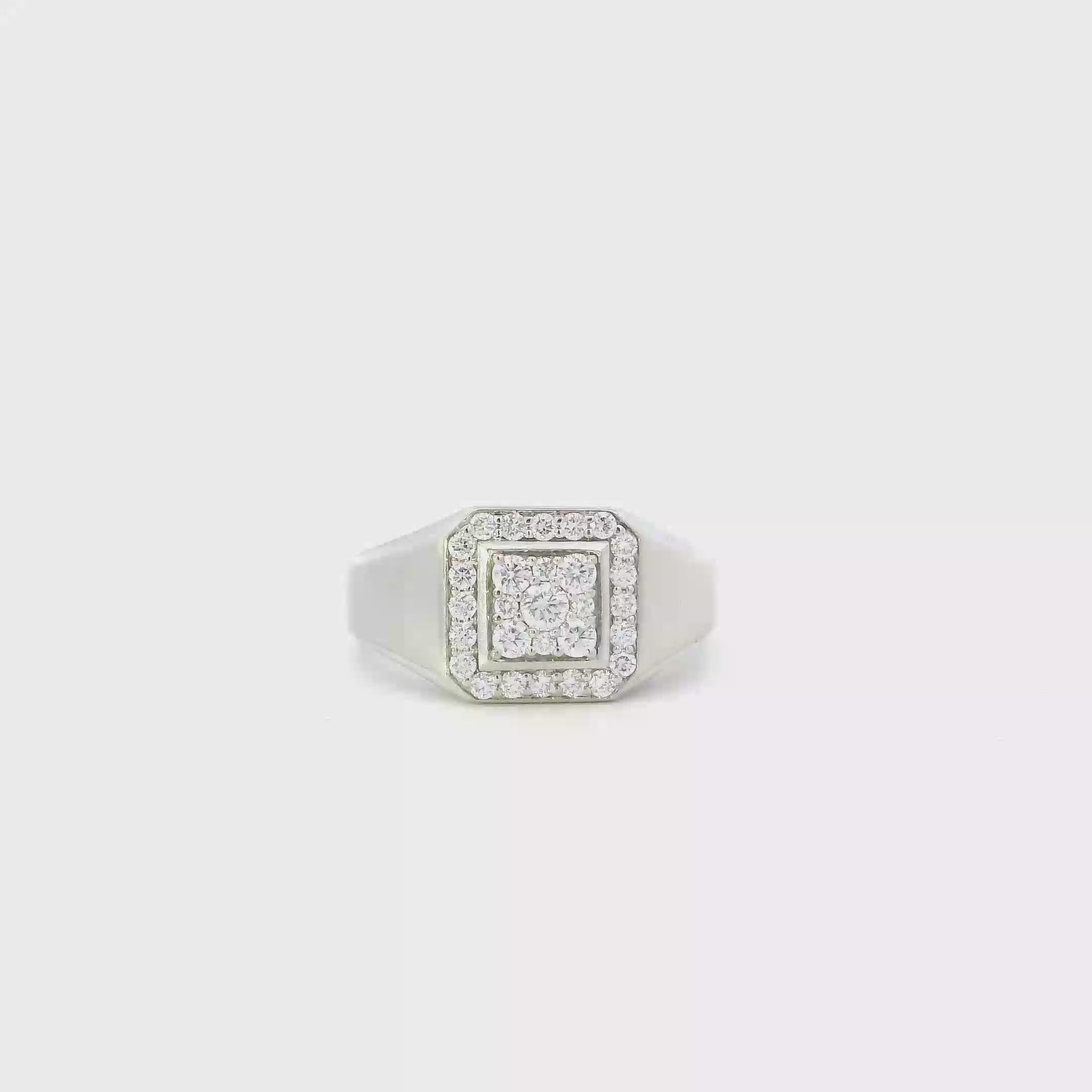 14K White Gold Diamond Mens Ring - 0.66ct