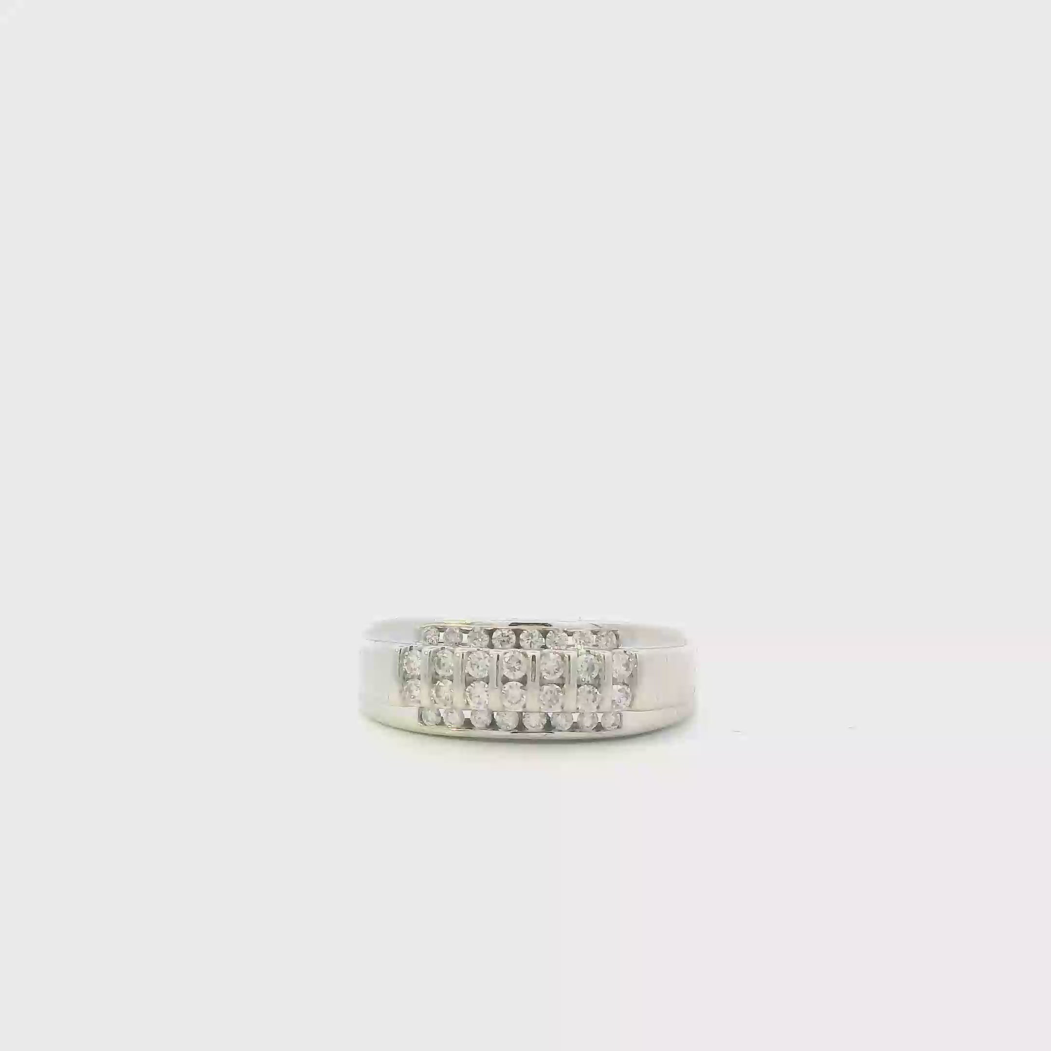 10K White Gold Diamonds Mens Ring - 0.59ct