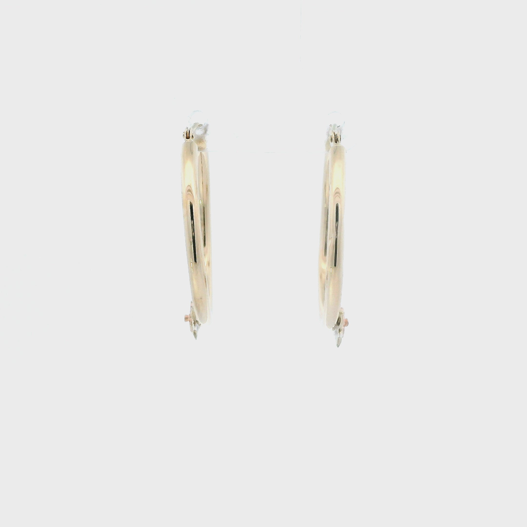 10K Yellow Gold Rose & Leaves Tube Hoops