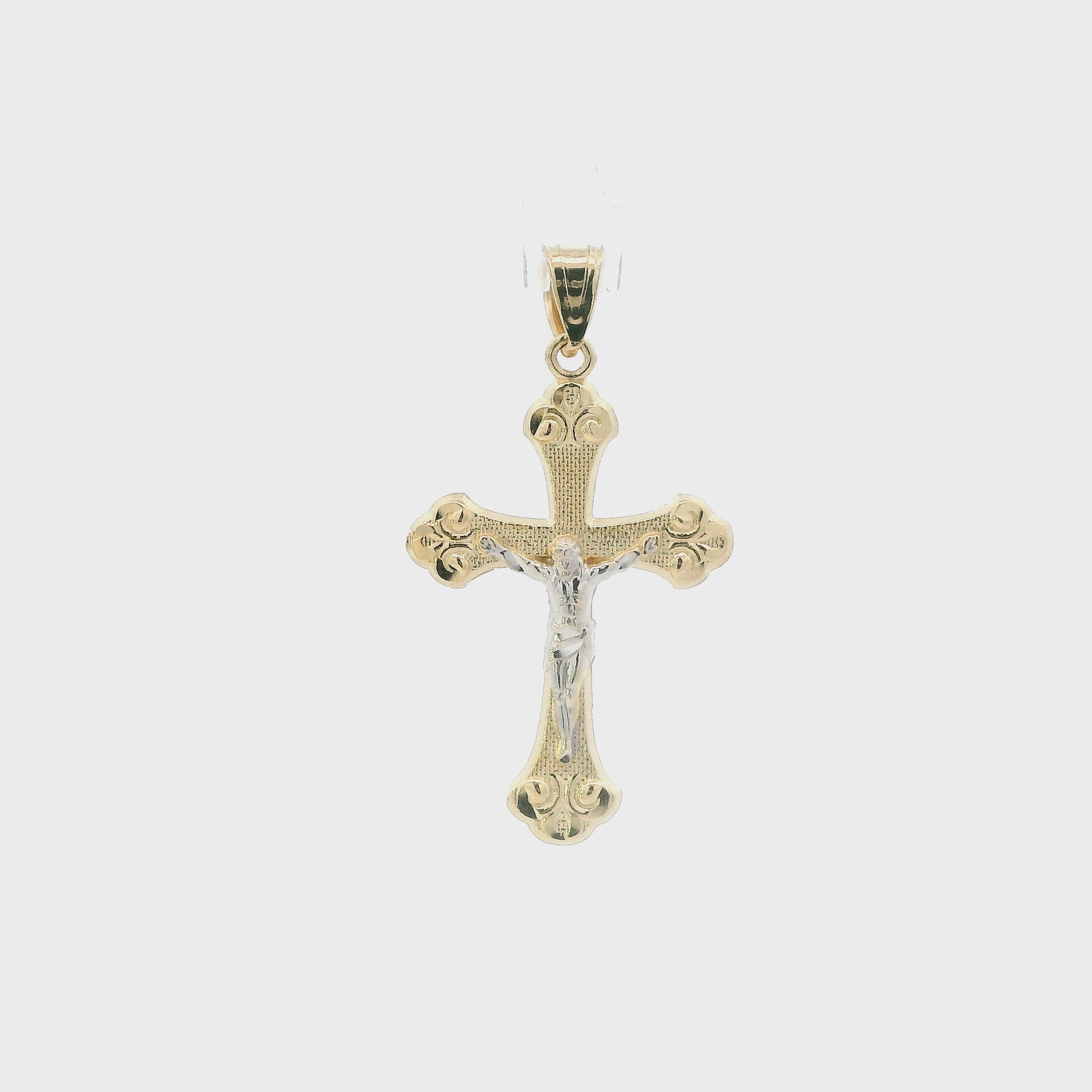 14K Yellow & White Gold Crucifix Pendant