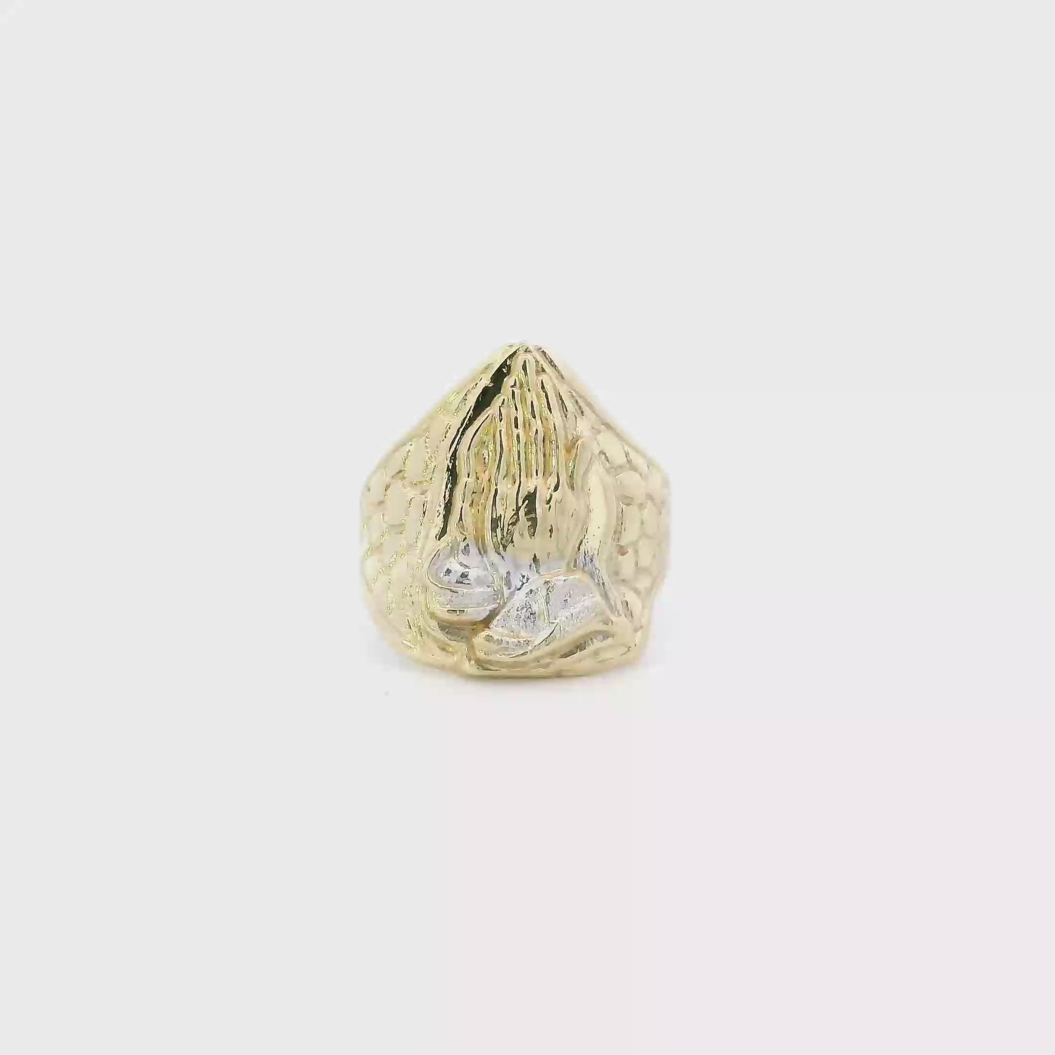 10K Yellow & White Gold Praying Hands Nugget Ring