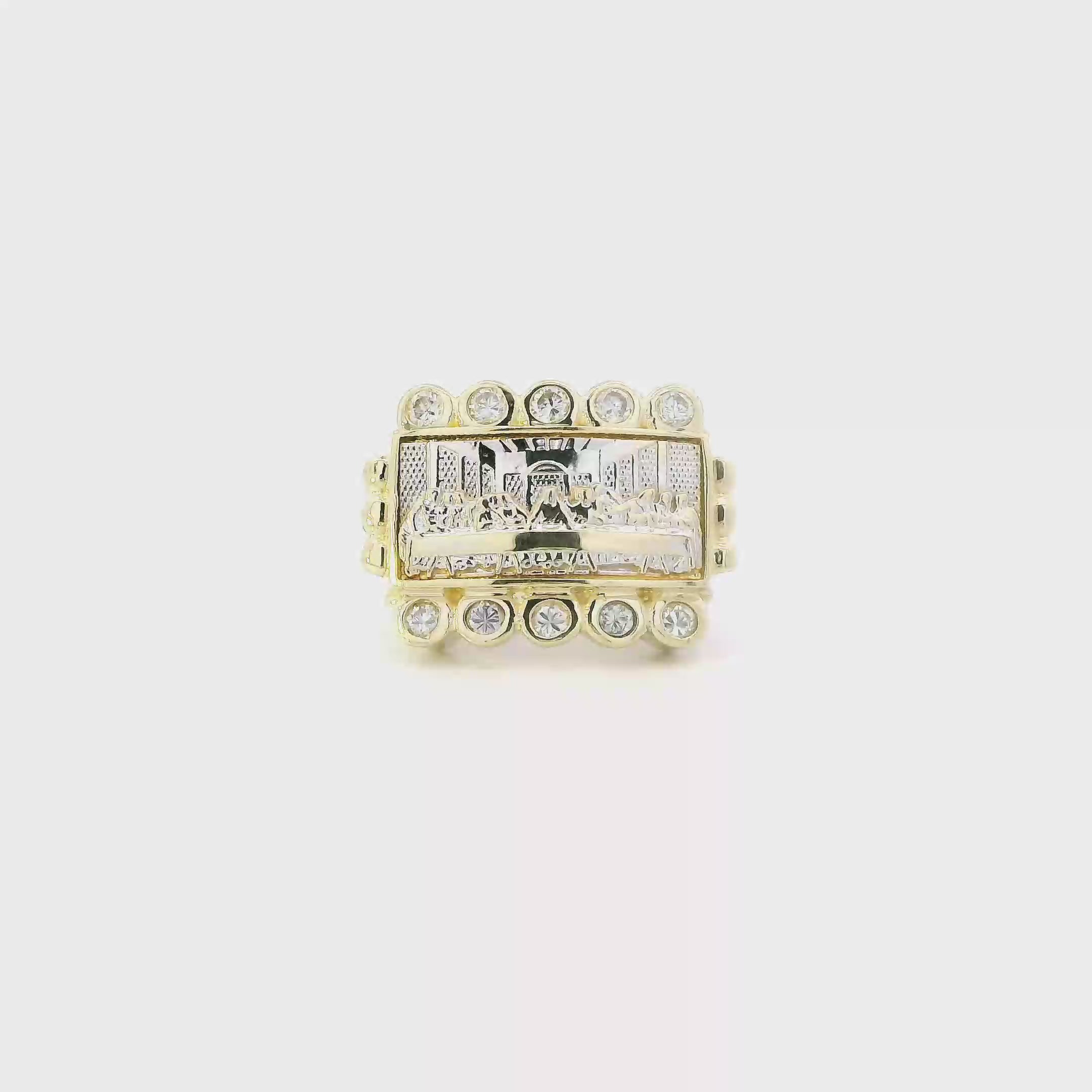 10K Yellow & White Gold Rectangle Last Supper Ring