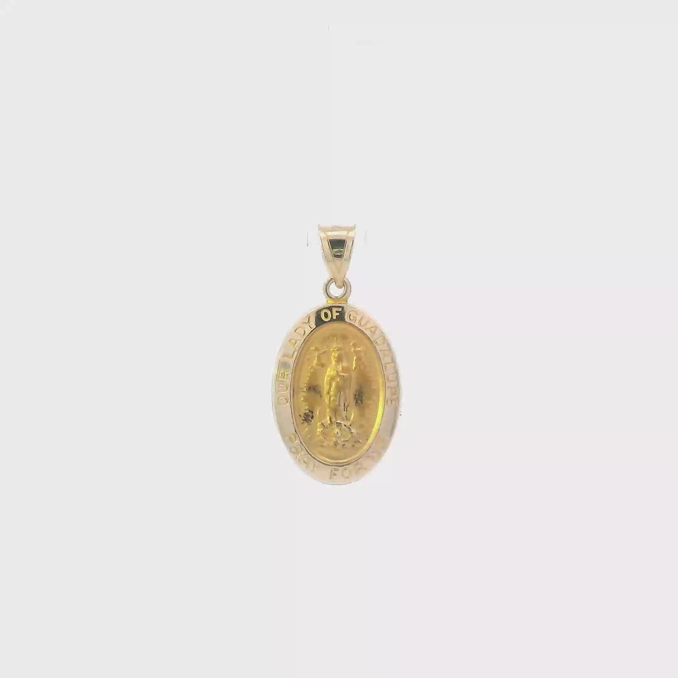 14K Yellow Gold Lady Guadalupe Religious Pendant