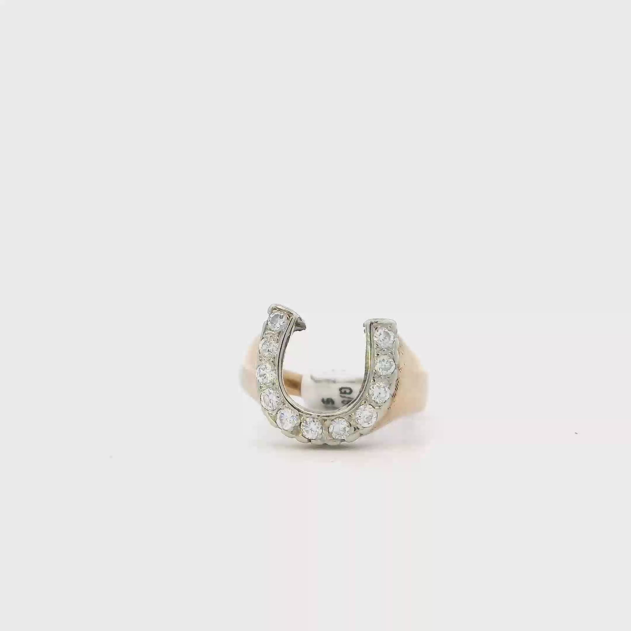 14K Yellow Gold Diamond Horseshoe Men's Ring-0.59ct