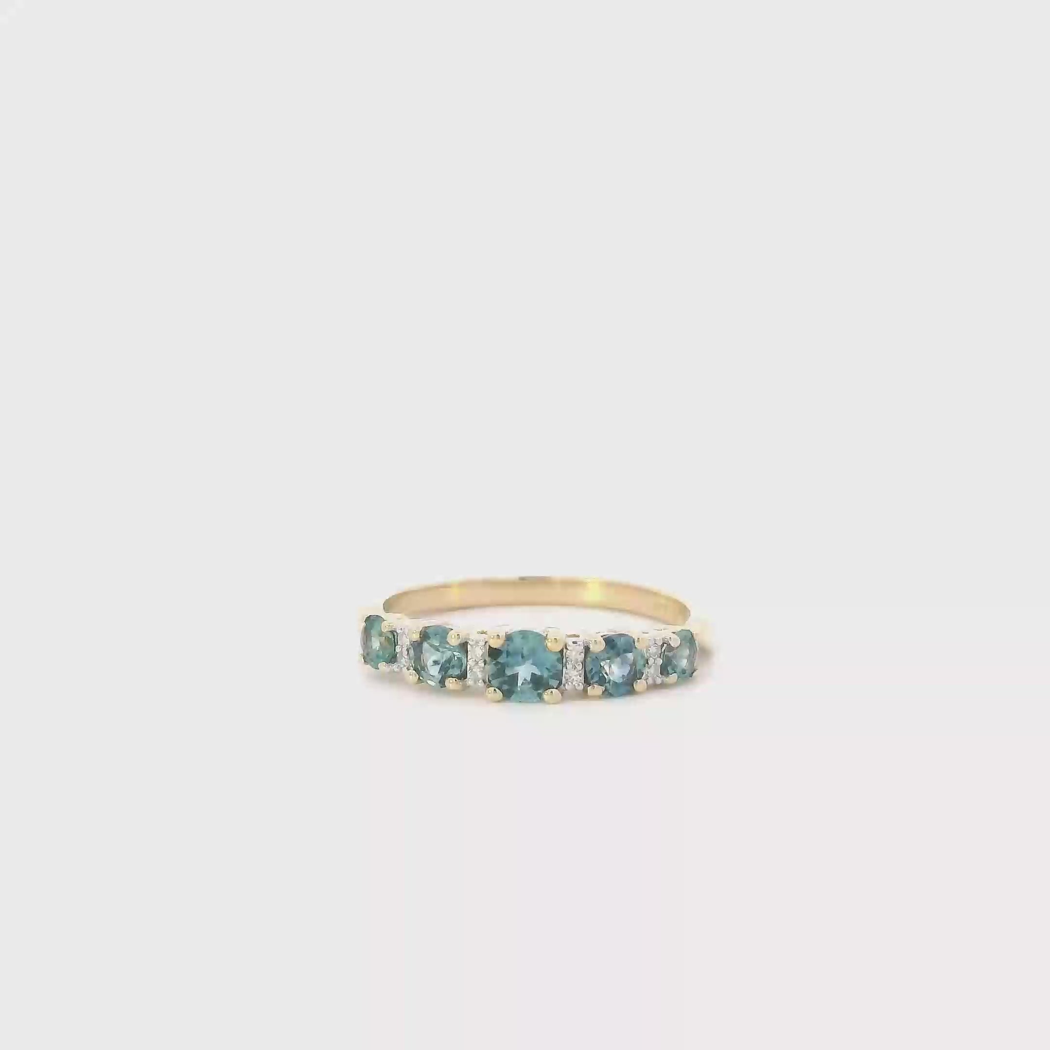 14K Yellow Gold Blue Topaz Women's Ring