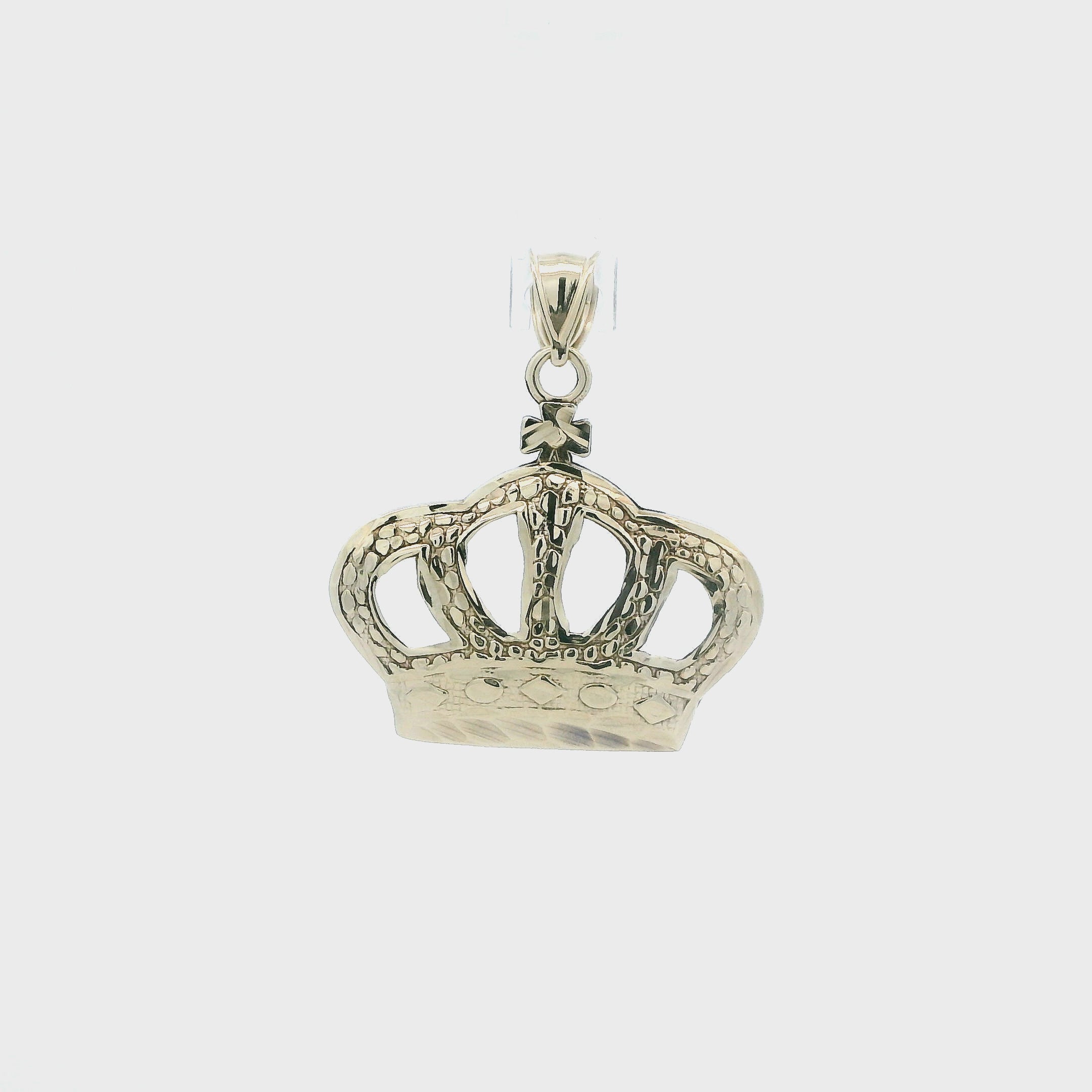 10K Yellow Gold Diamond Cut Nugget Crown Pendant