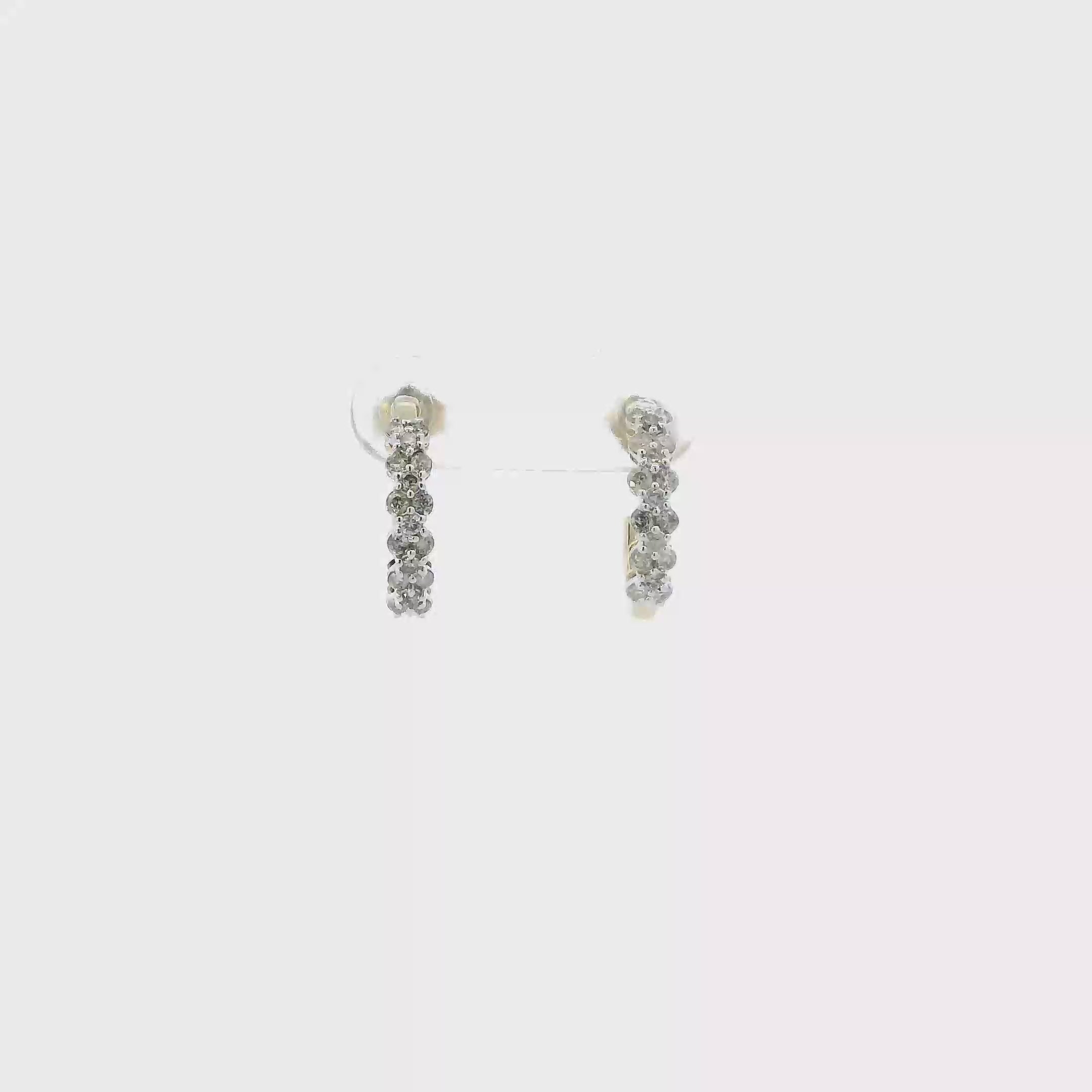 10K Yellow & White Gold Diamond Half Hoop Earrings - 0.35ct