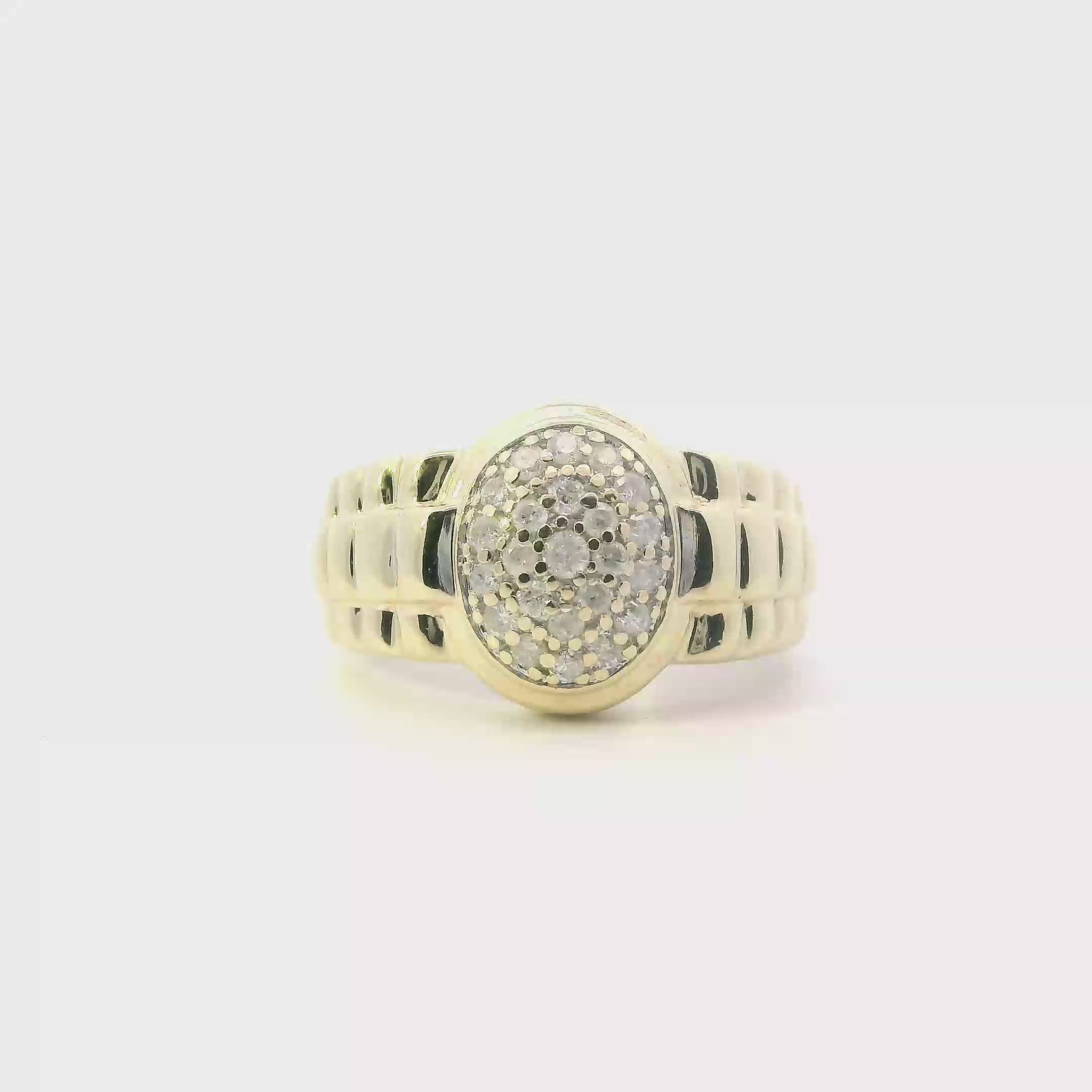 10K Yellow Gold Diamonds Rolex Mens Ring - 0.37ct