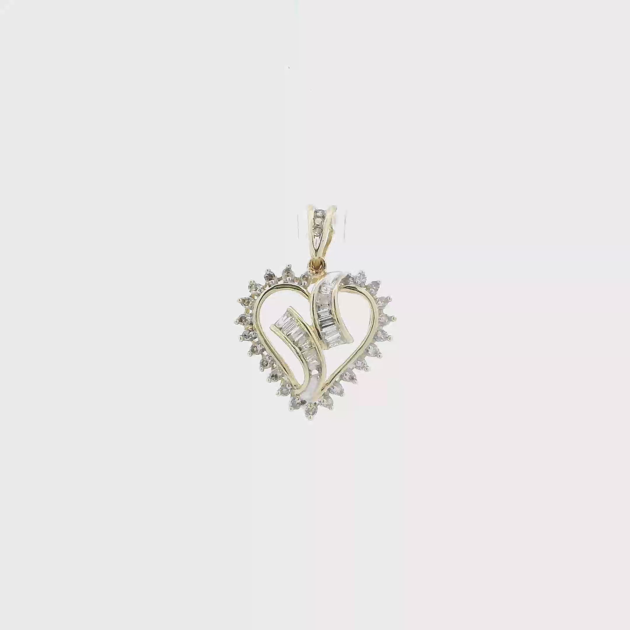 10K Yellow Gold Diamond Heart Pendant