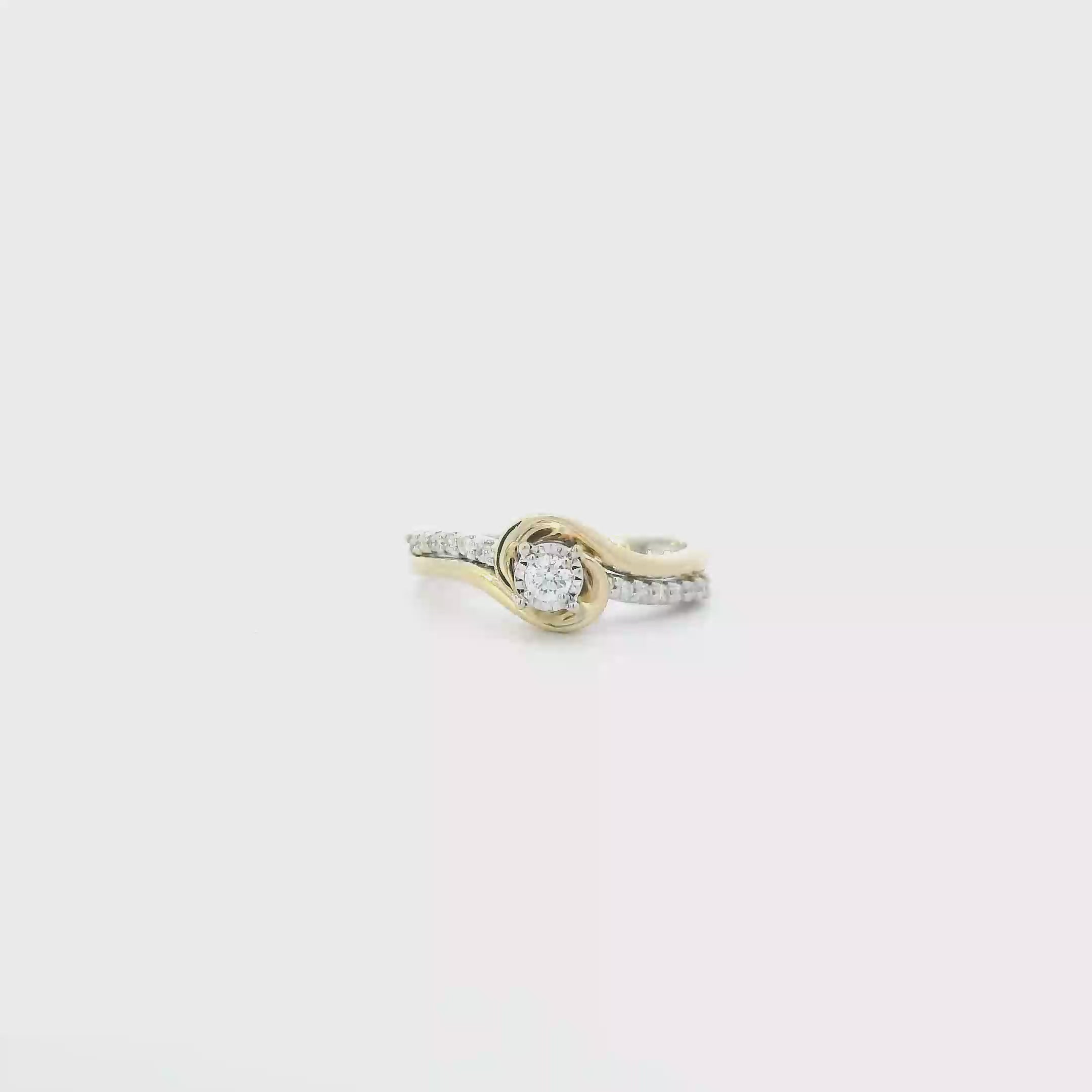 14K Yellow & White Gold Diamond Womens Ring - 0.21ct