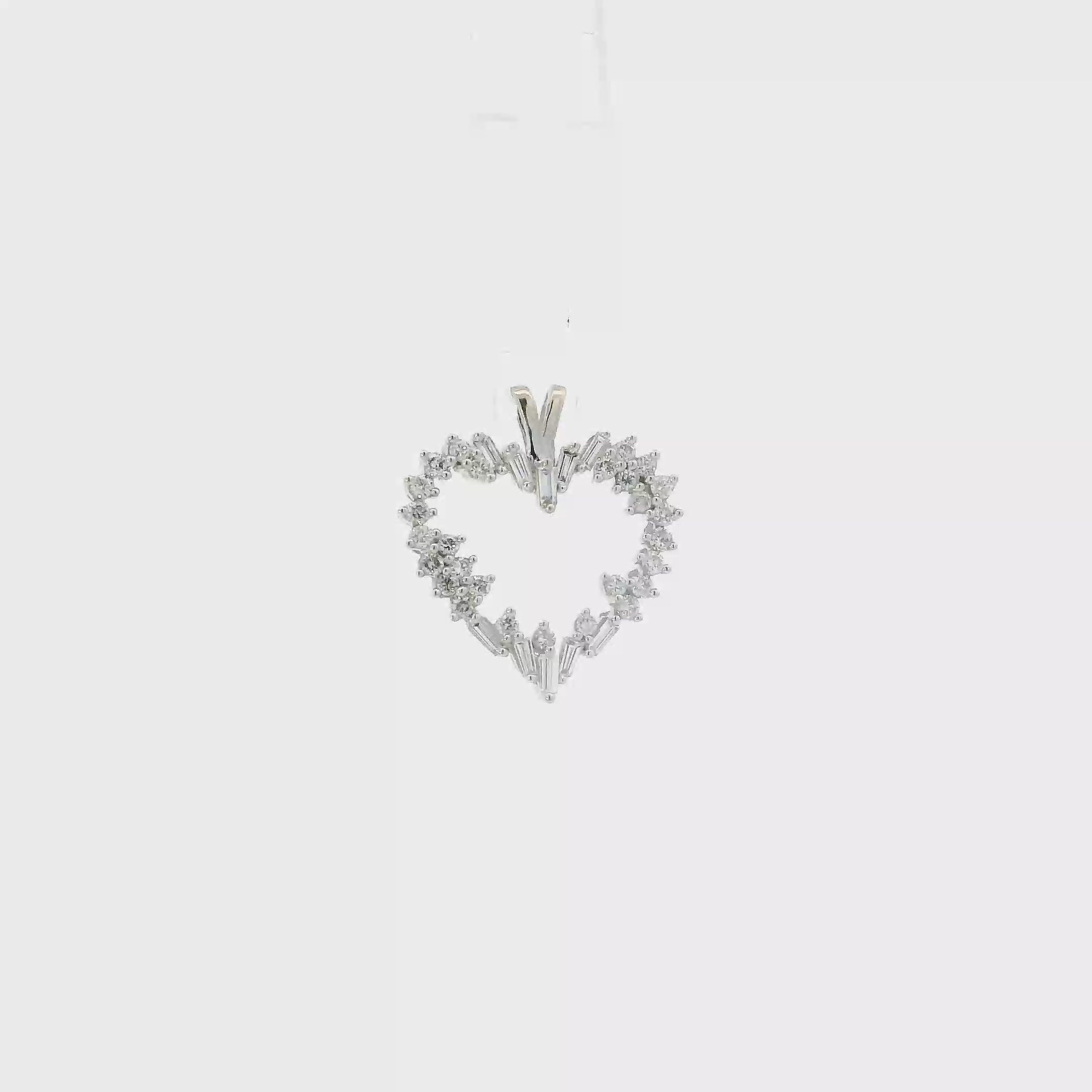 14K White Gold Diamond Heart Pendant - 0.35ct