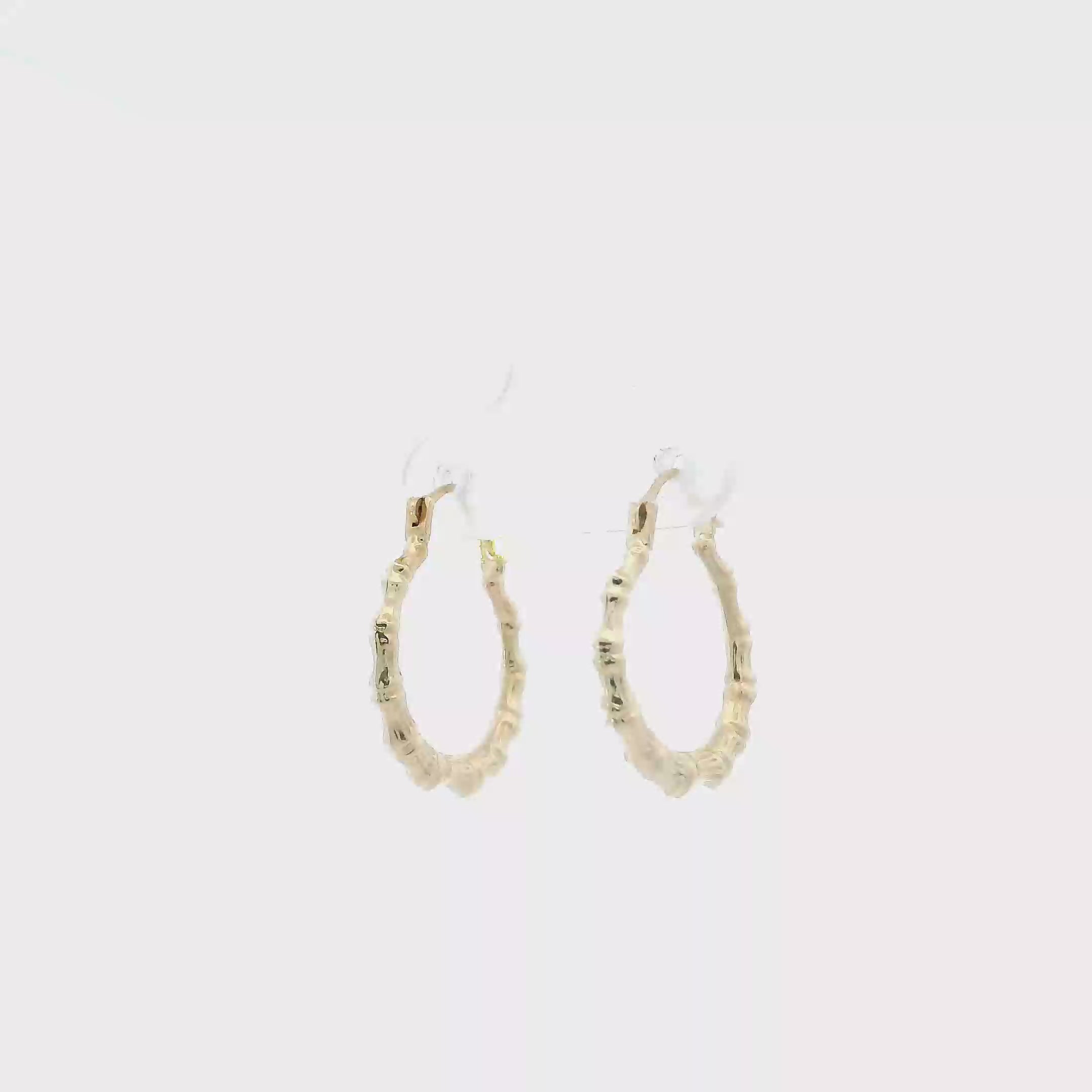 14K Yellow Gold Bamboo Hoop Earrings