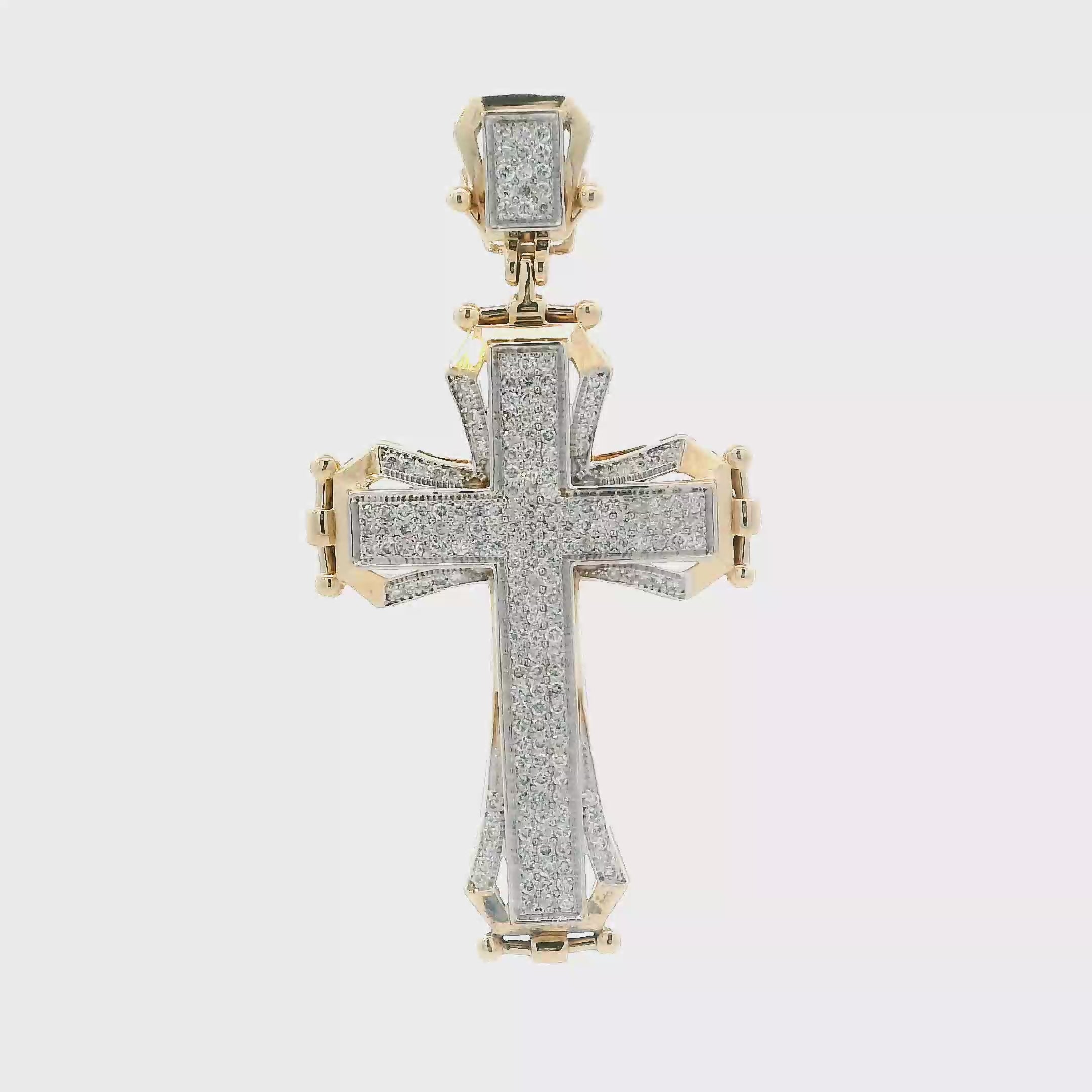 10K Yellow Gold Diamond Pave Cross Pendant