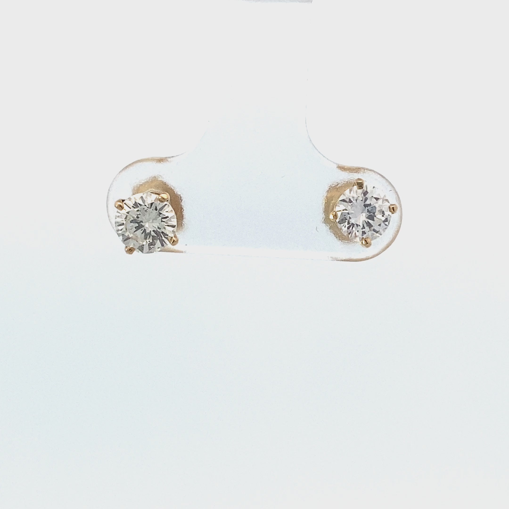 14K Yellow Gold Diamond Solitaire Earrings- 0.92ct