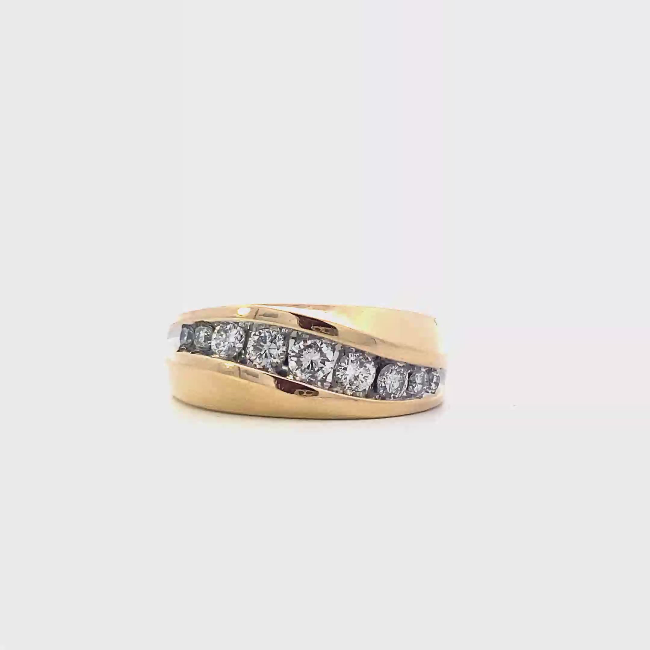 14K Yellow Gold Diamond Men's Ring - 0.86ct