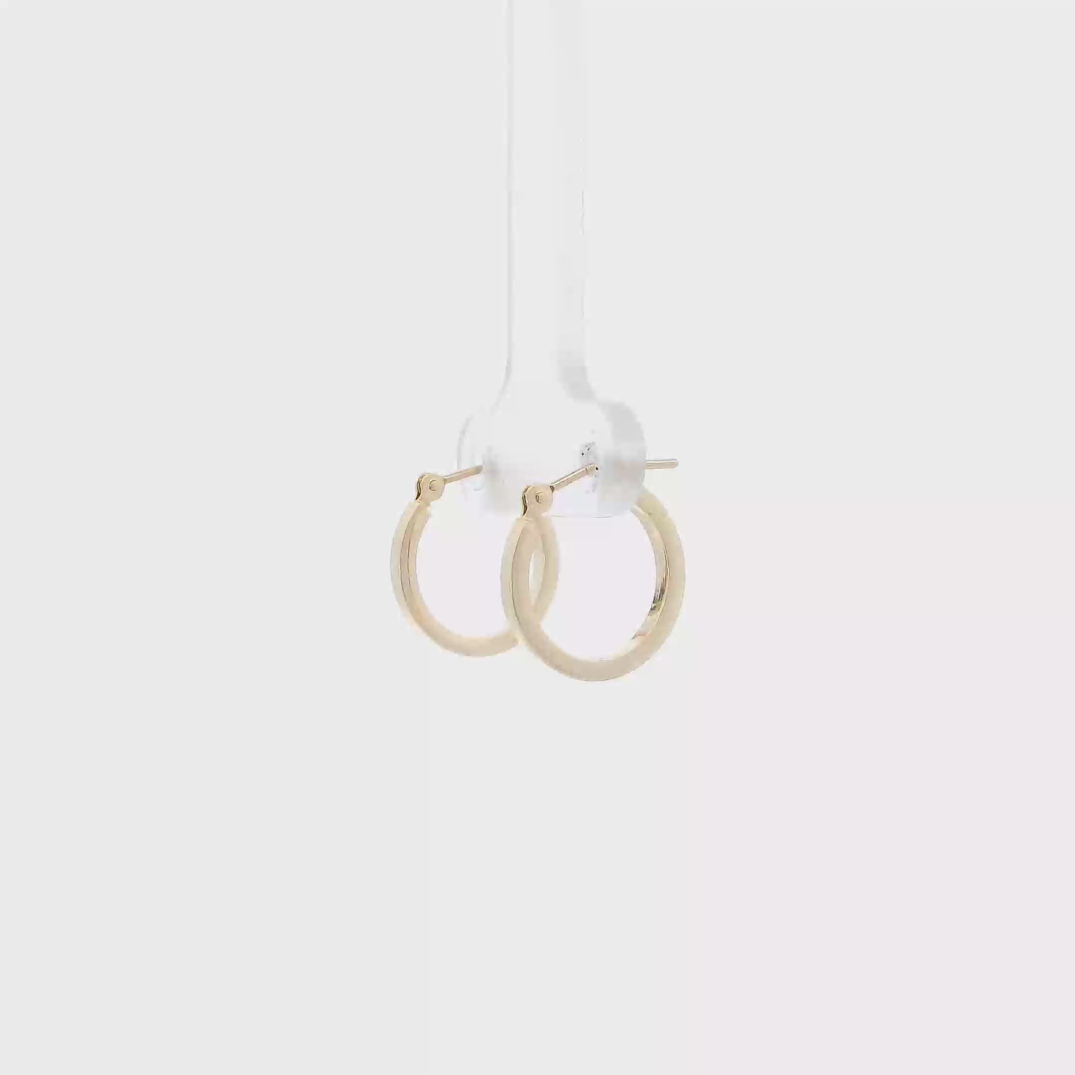 14K Yellow Gold Squared Tube Hoop Earrings