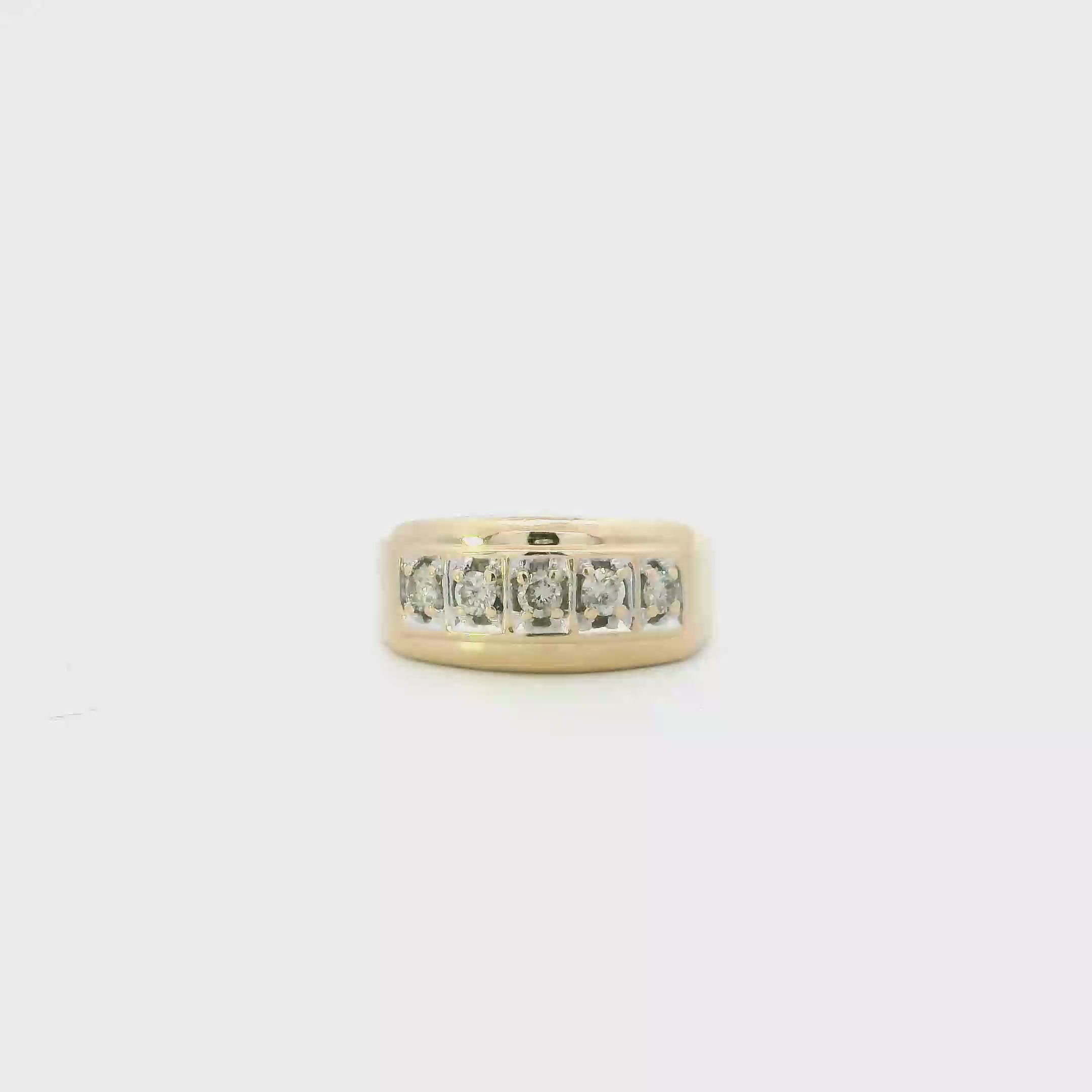 10K Yellow Gold Diamond Mens Ring - 0.50ct