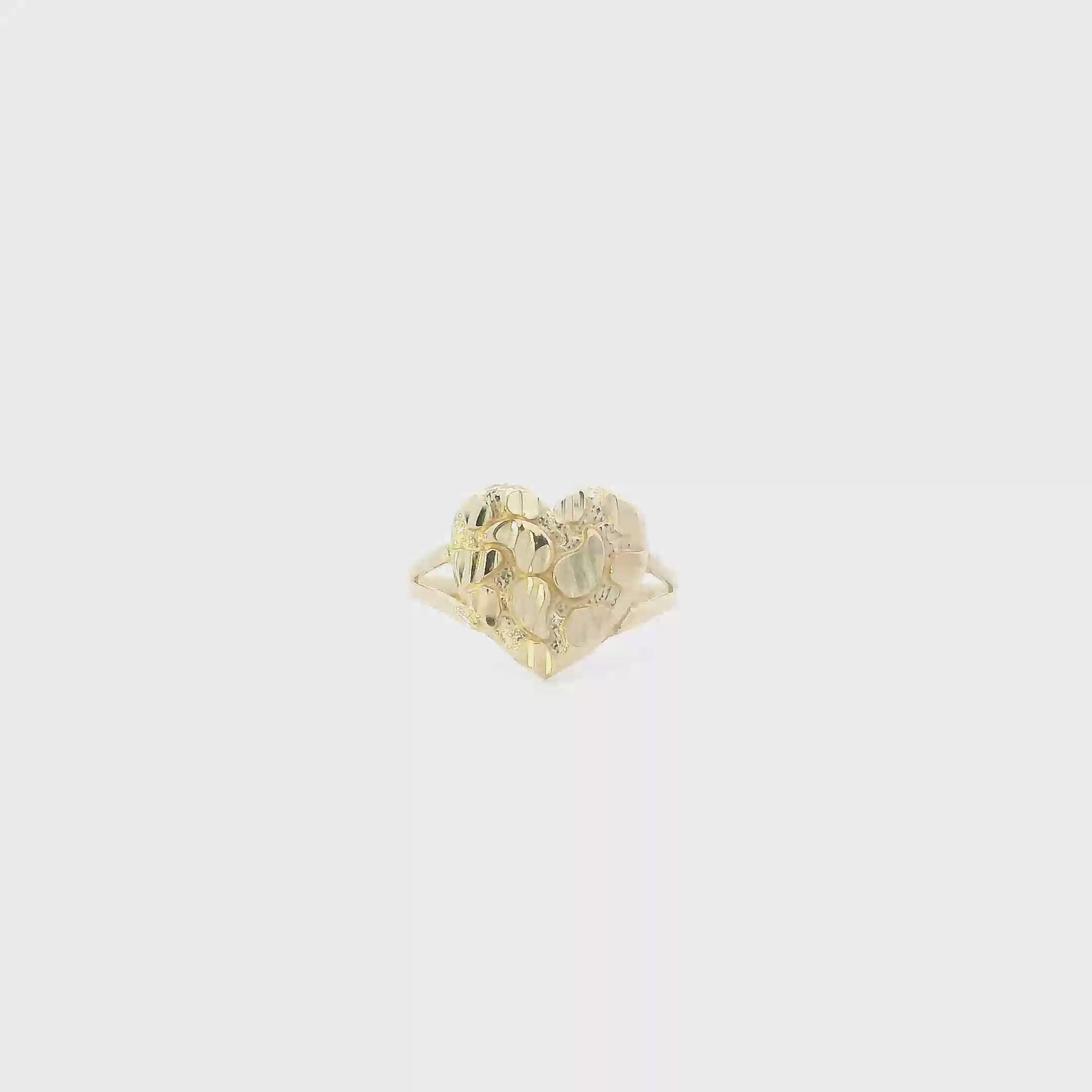 10K Yellow Gold Heart Nugget Womens  Ring