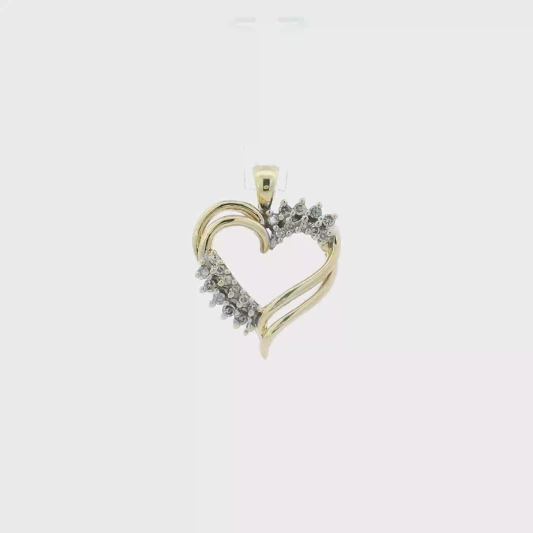 10K Yellow Gold Diamond Heart Pendant