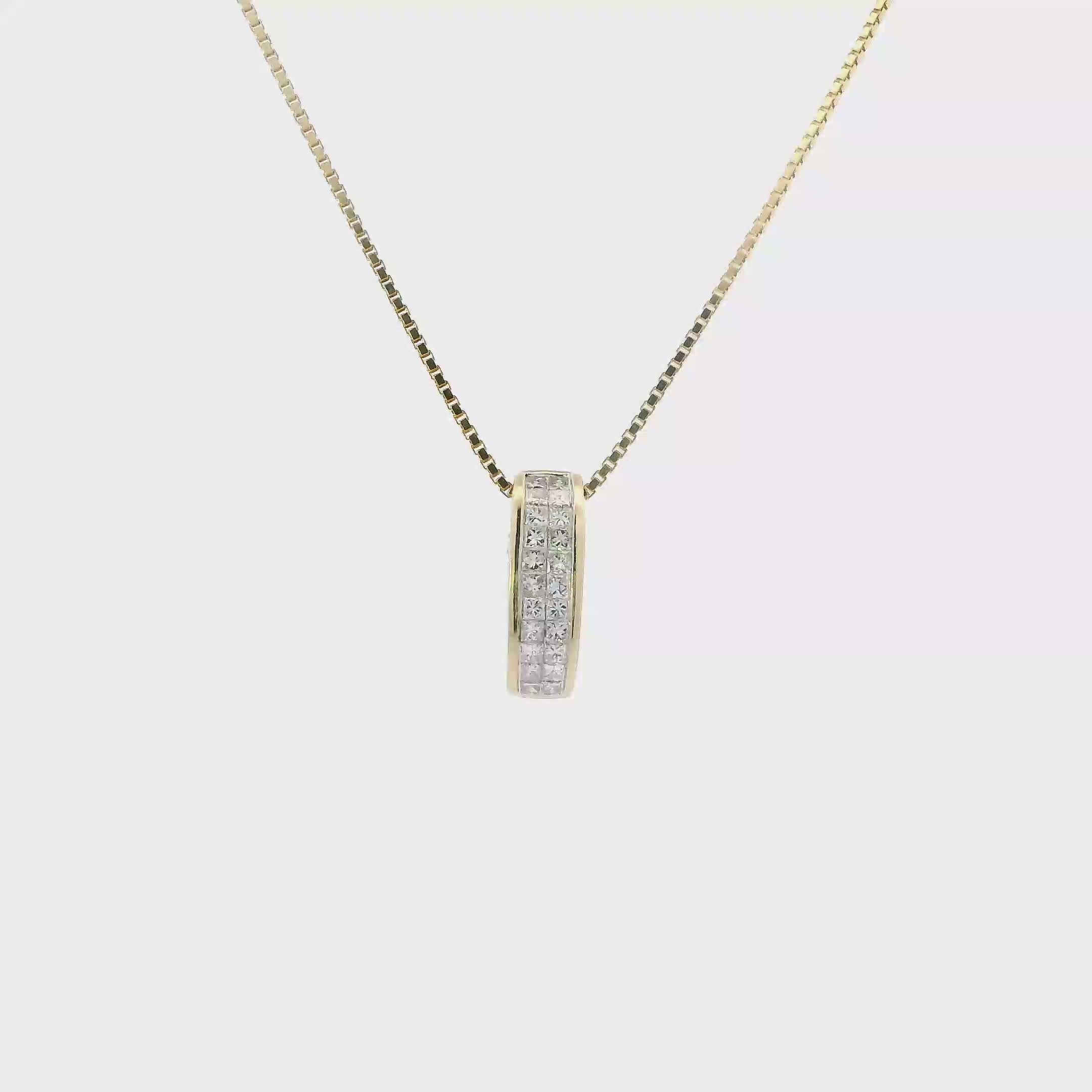 14K Yellow Gold Diamond Pendant & 17.5