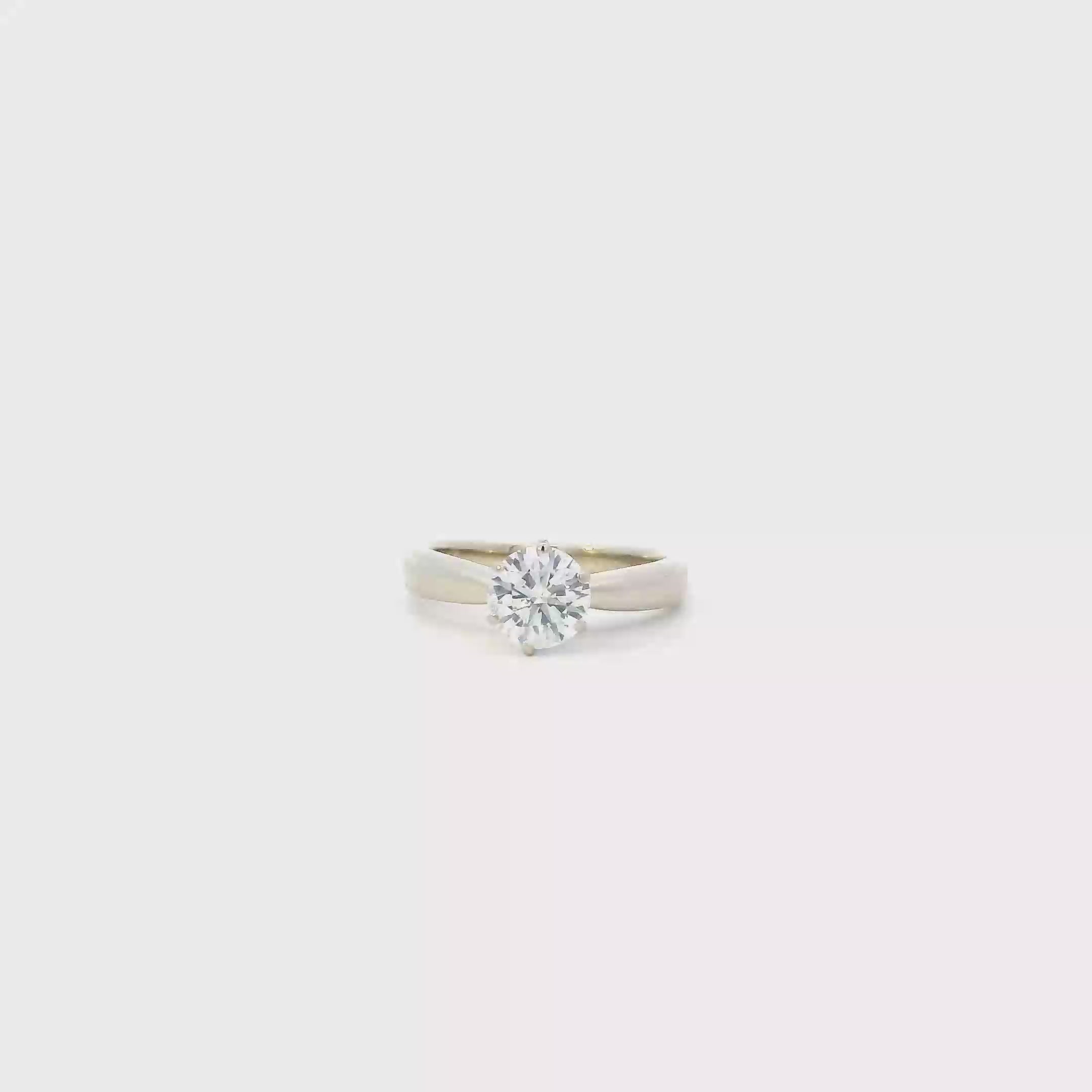 14K Yellow Gold Solitaire Diamond Women's Ring-0.87ct