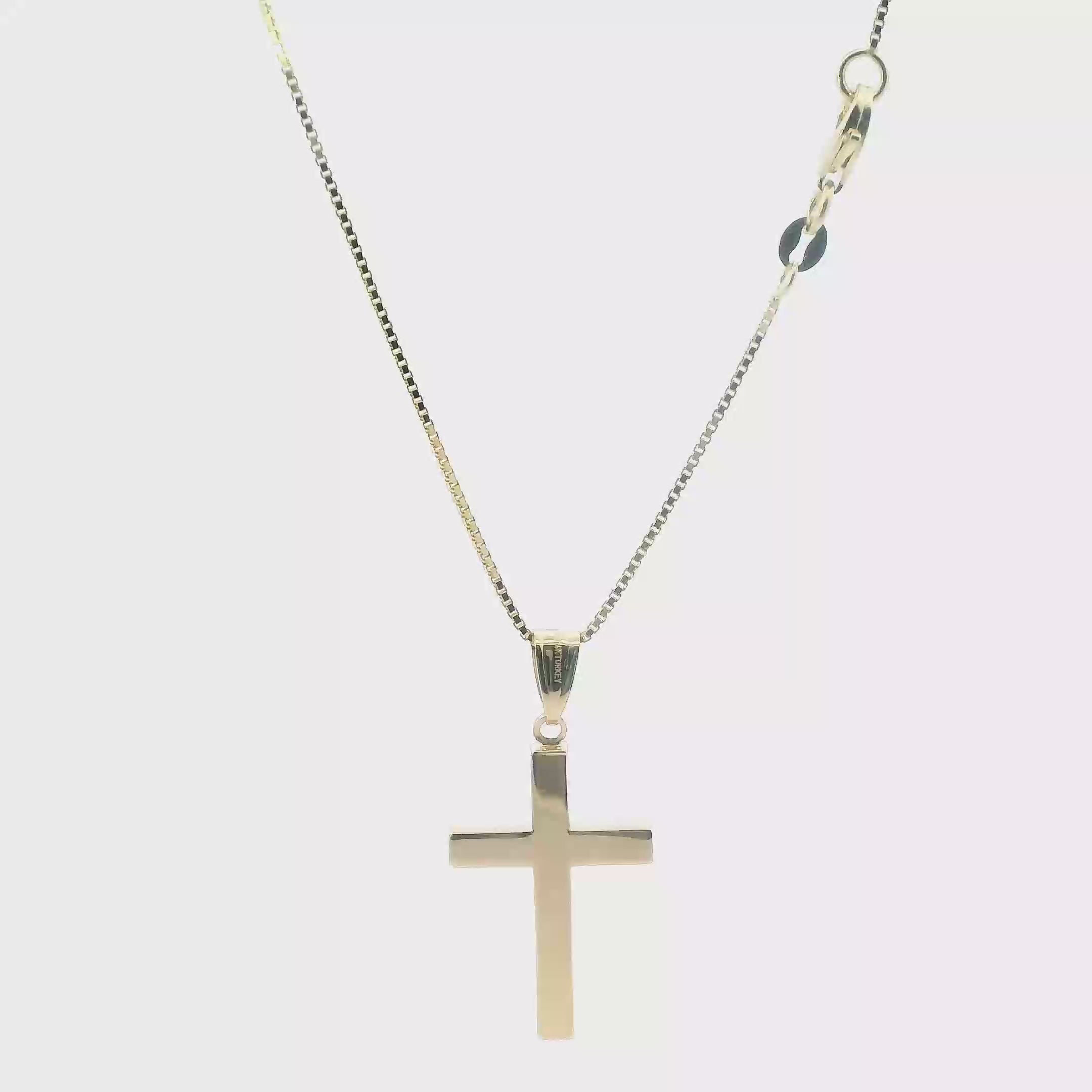 14K Yellow Gold Cross Pendant & 17.5