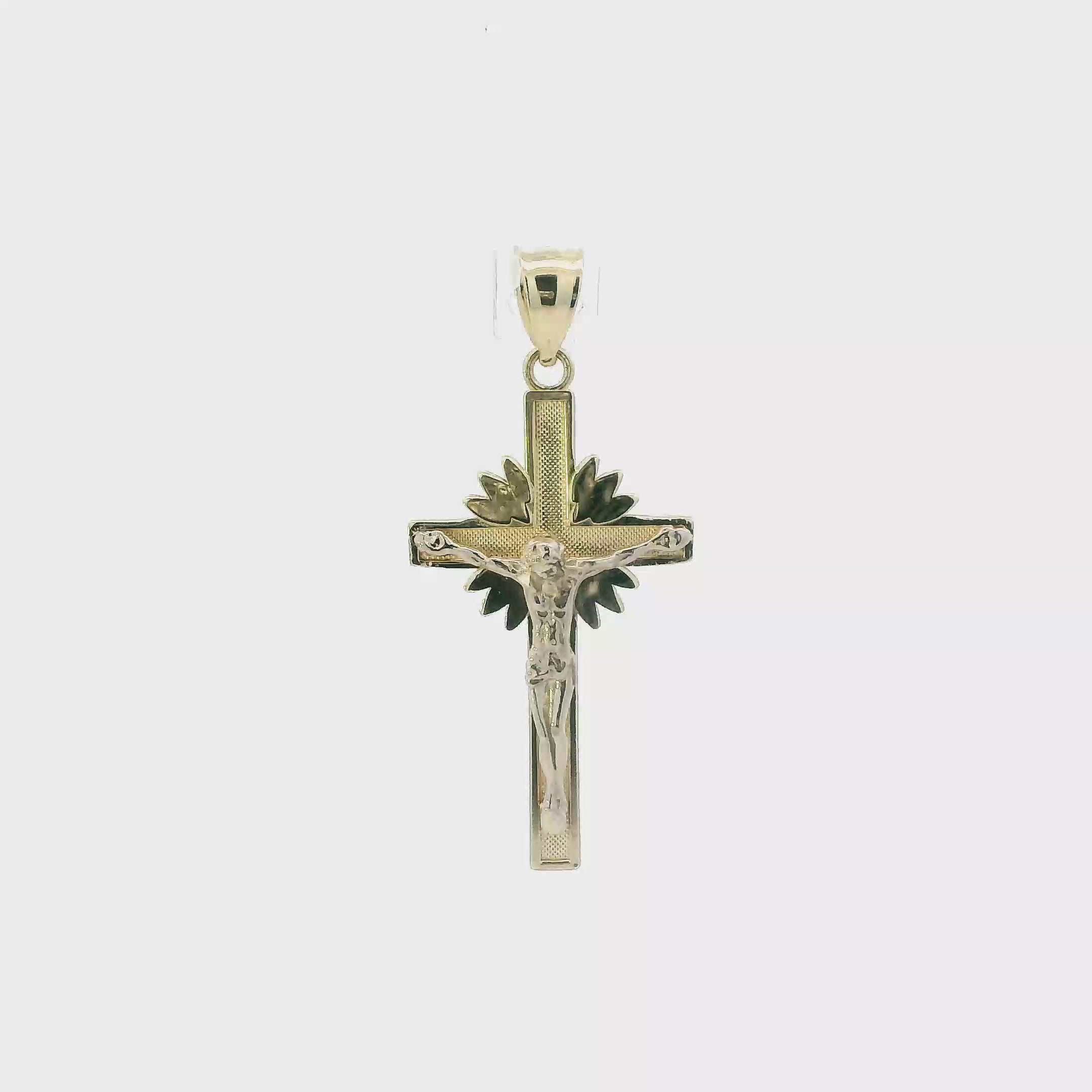 14K Yellow & White Gold Crucifix Pendant