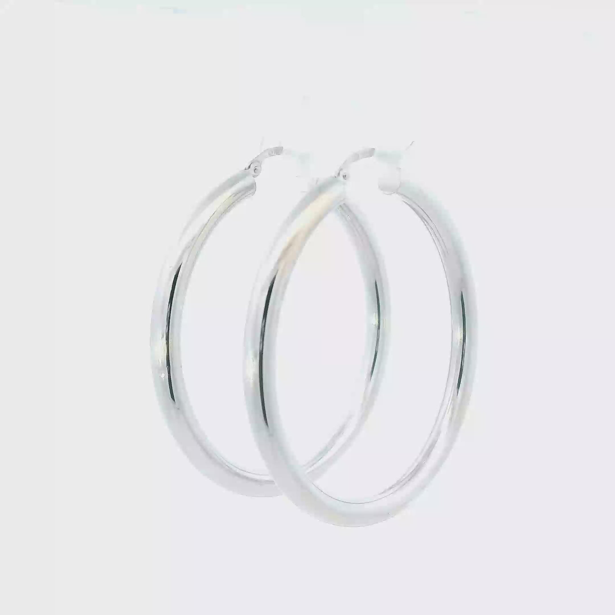 14K White Gold Tube Hoop Earrings