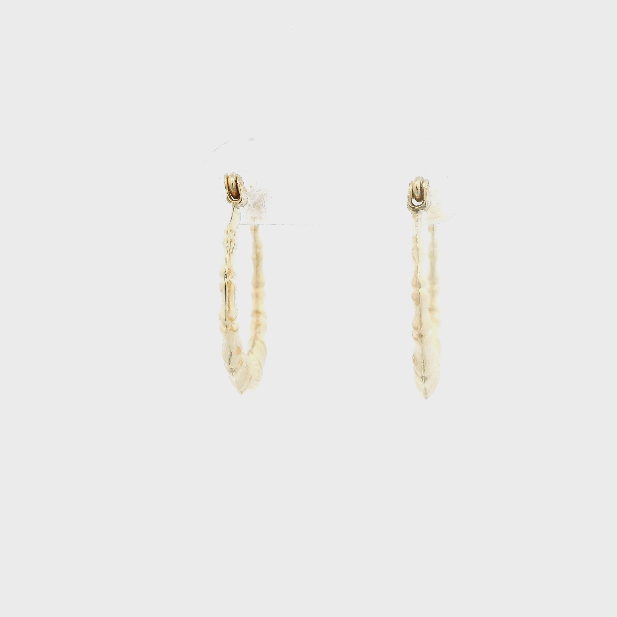 10K Yellow Gold Bamboo Hoop Earrings