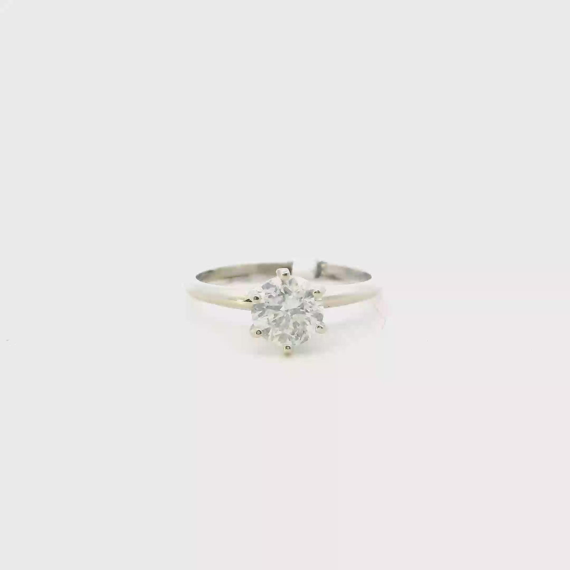 14K White Gold Solitaire Diamond Womans Ring - 0.95ct